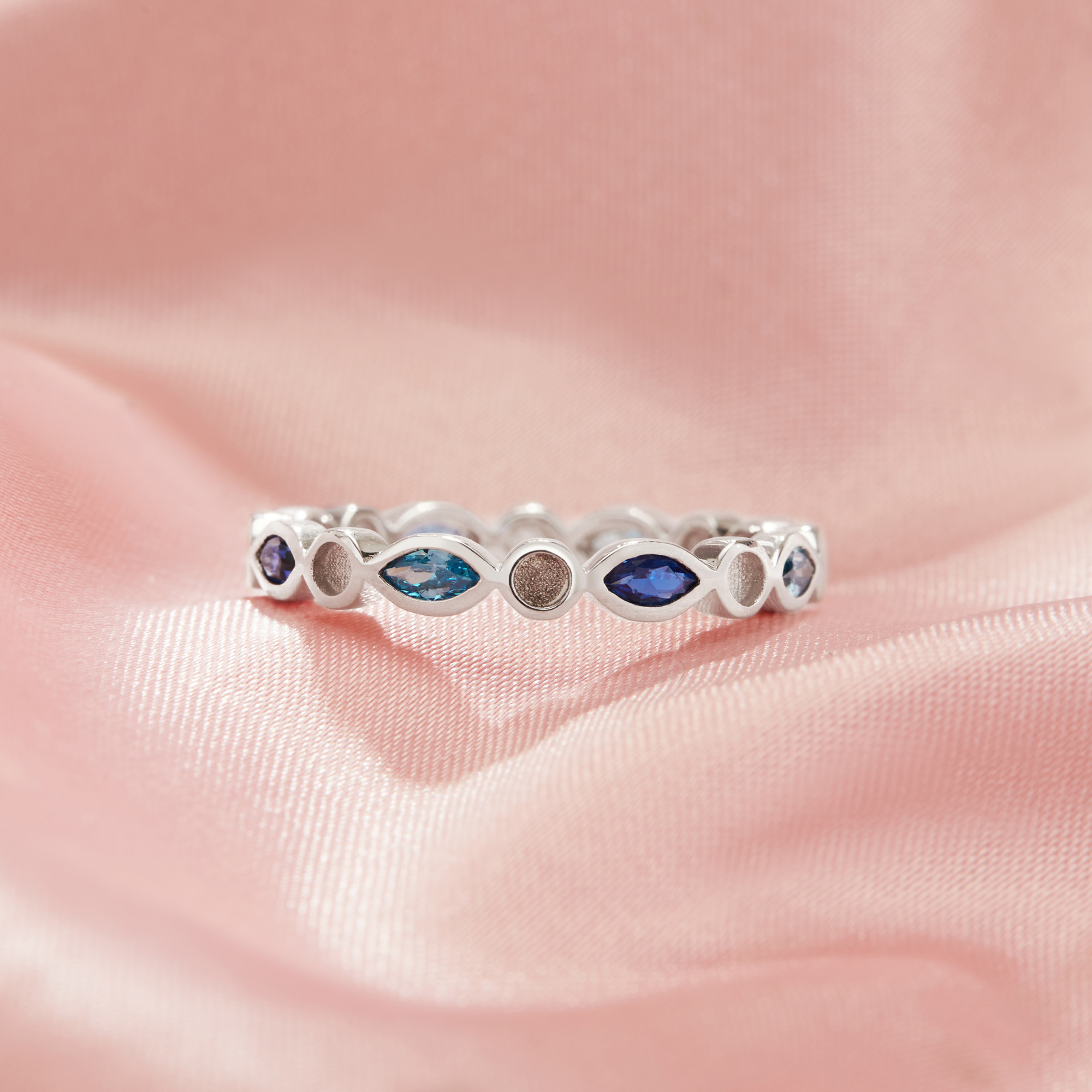 Full Band Keepsake Breast Milk Resin 2MM Round Bezel Ring Settings,Birthstone Solid 925 Sterling Silver Ring,Marquise Art Deco Stackable Eternity Ring 1295080