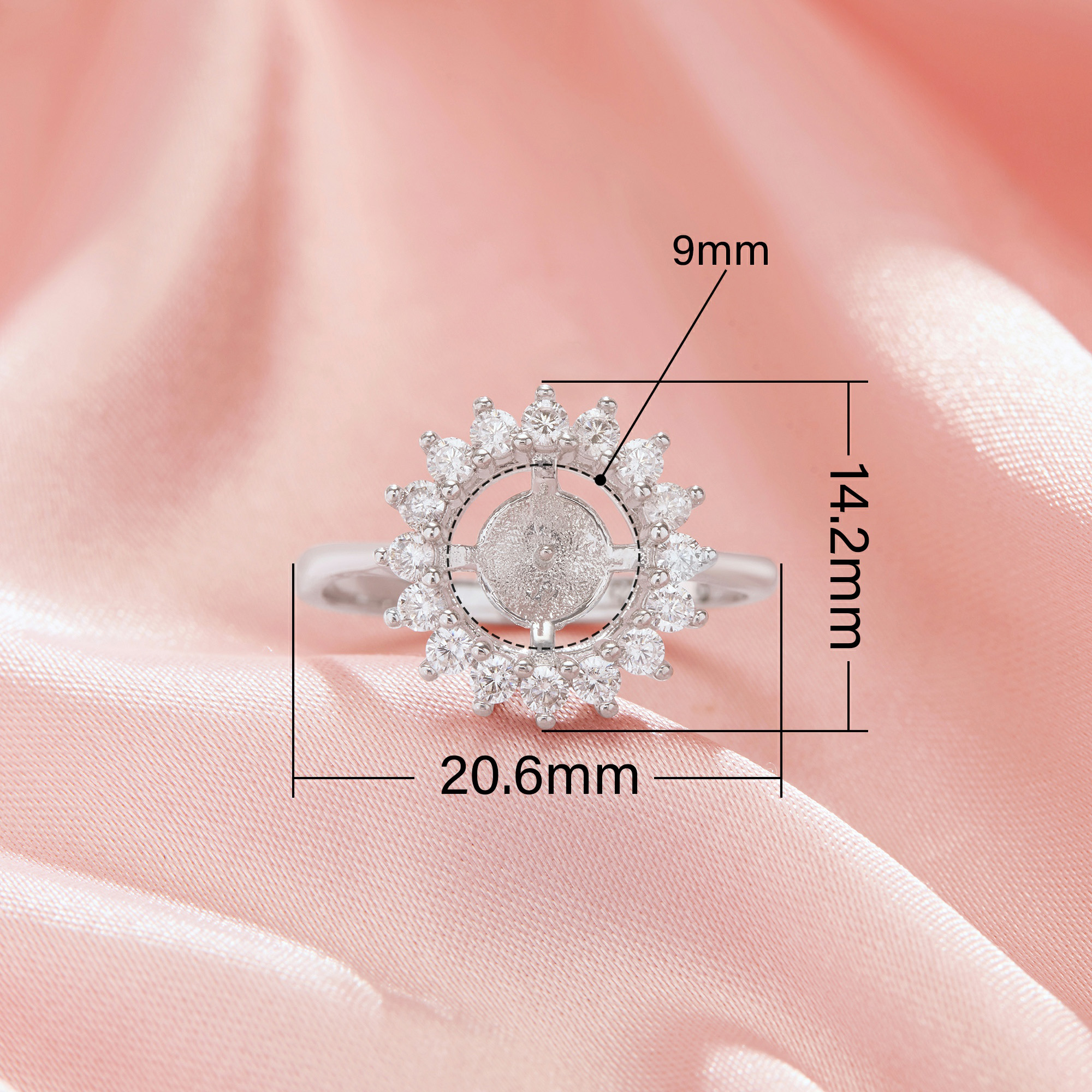 Ball Round Pin Ring Settings For Half Drilled Pearl Bead,Flower Solid 925 Sterling Silver Ring For Half Drilled Beads,Vintage Styles Ring,DIY Ring Supplies 1295081
