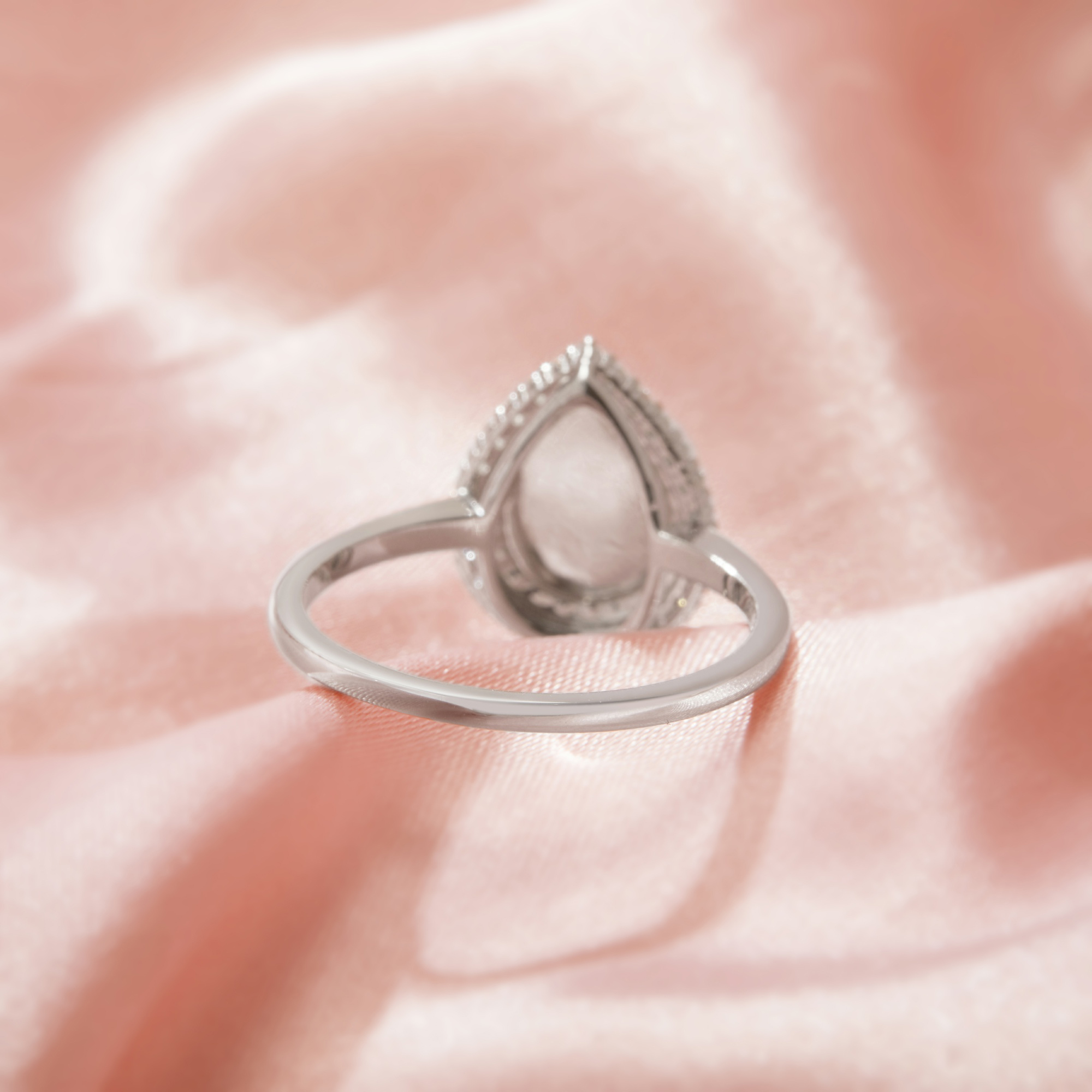 6x8MM Keepsake Breast Milk Resin Pear Bezel Ring Settings,Double Halo Solid 925 Sterling Silver Ring,Solid Back Pear Ring,Pave Moissanite Ring,DIY Ring Supplies 1295082