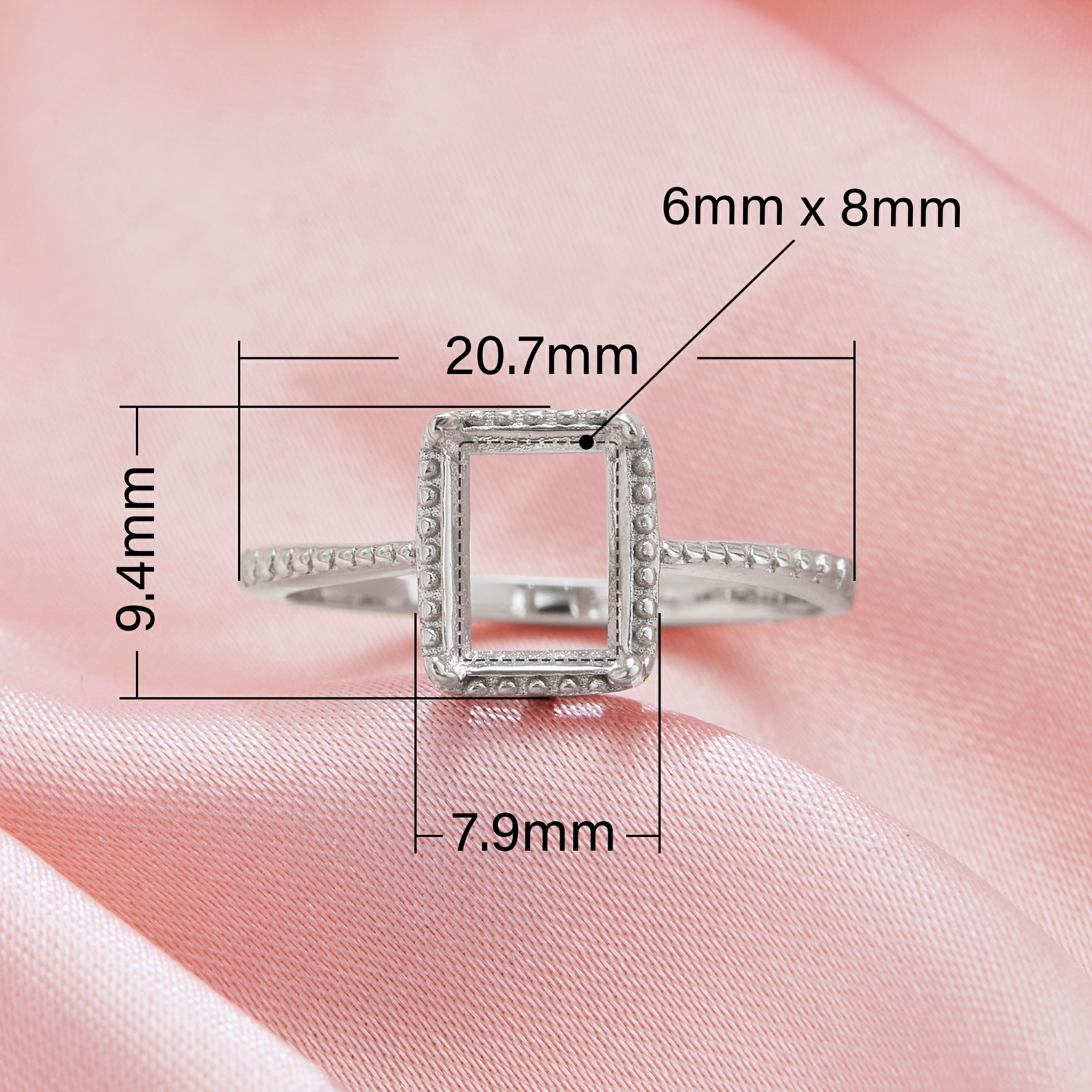Rectangle Prong Ring Settings,Solid 14K 18K Gold Ring,Minimalist Rectangle Ring,DIY Ring Supplies For Gemstone 1295085 - Click Image to Close