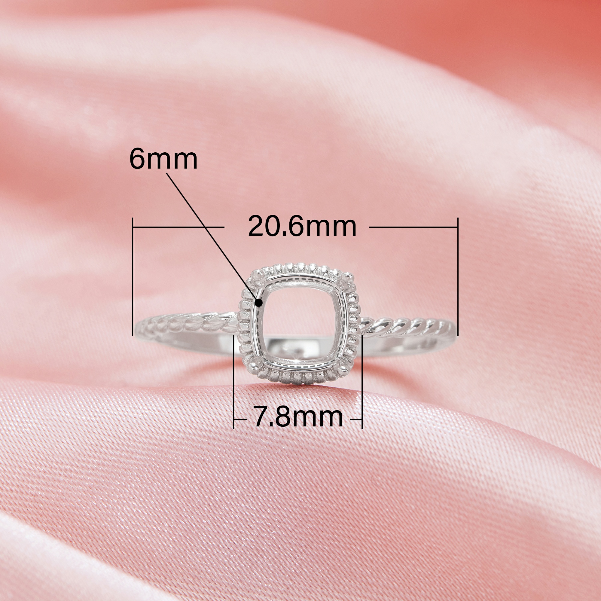 Cushion Square Prong Ring Settings,Solid 14K 18K Gold Ring,Art Deco Minimalist Square Ring,DIY Ring Supplies For Gemstone 1295089 - Click Image to Close