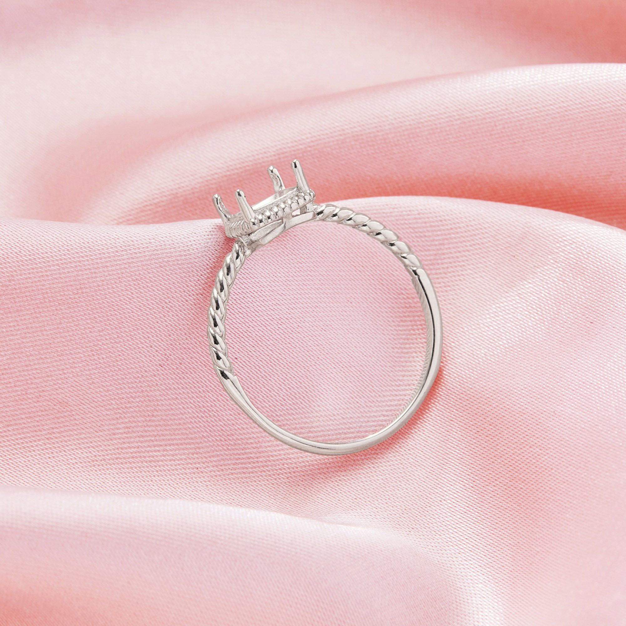 Cushion Square Prong Ring Settings,Solid 14K 18K Gold Ring,Art Deco Minimalist Square Ring,DIY Ring Supplies For Gemstone 1295089 - Click Image to Close