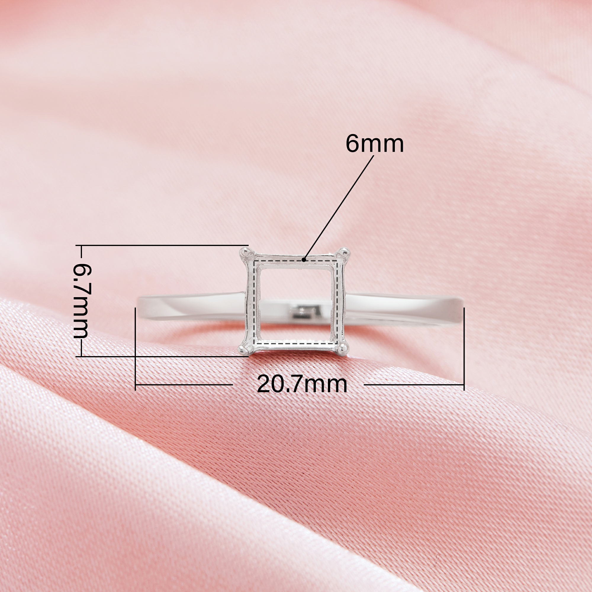 Square Prong Ring Settings fpr Princess Cut Stone,Solid 14K 18K Gold Ring,Minimalist Square Ring,DIY Ring Supplies For Gemstone 1295094 - Click Image to Close