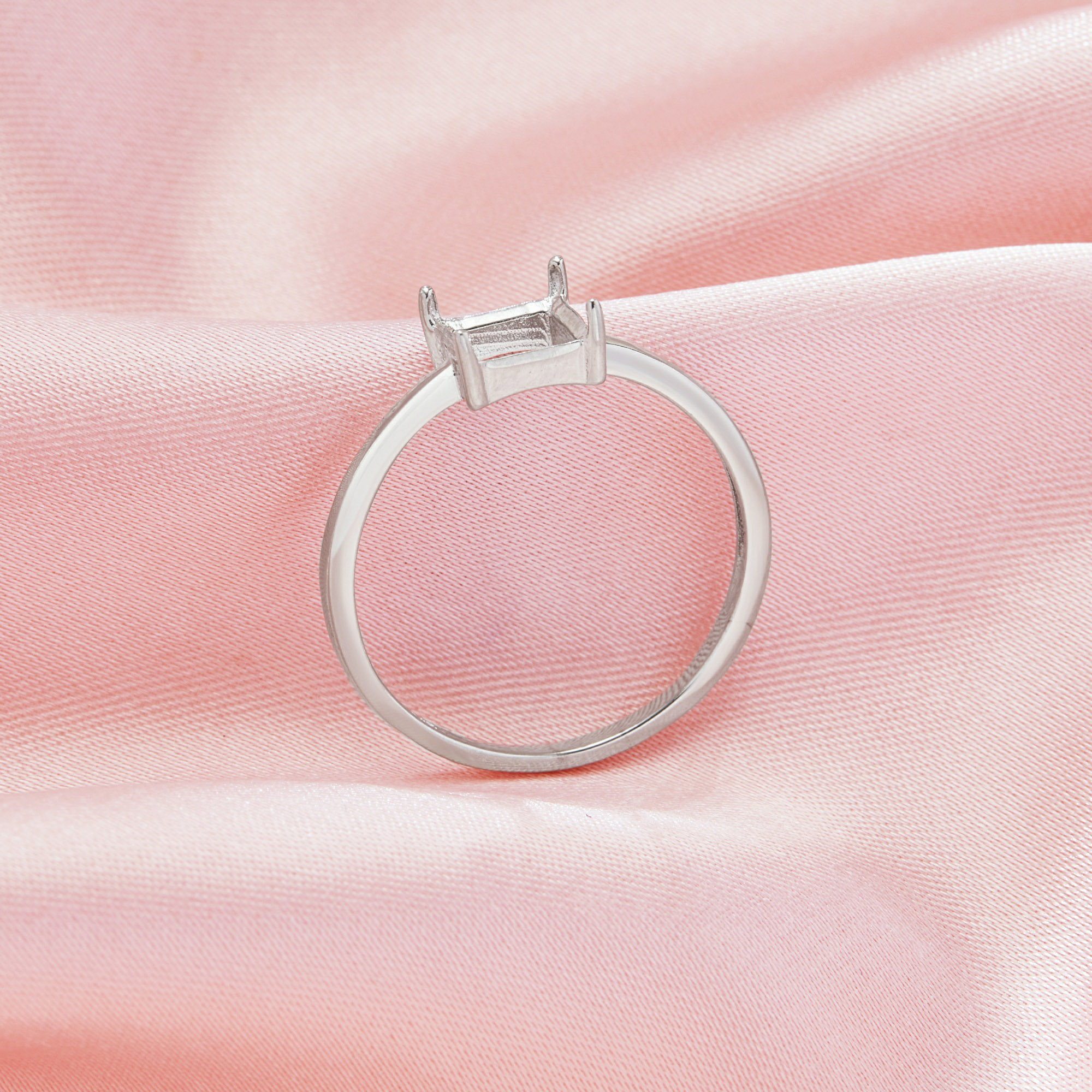 Square Prong Ring Settings fpr Princess Cut Stone,Solid 14K 18K Gold Ring,Minimalist Square Ring,DIY Ring Supplies For Gemstone 1295094 - Click Image to Close