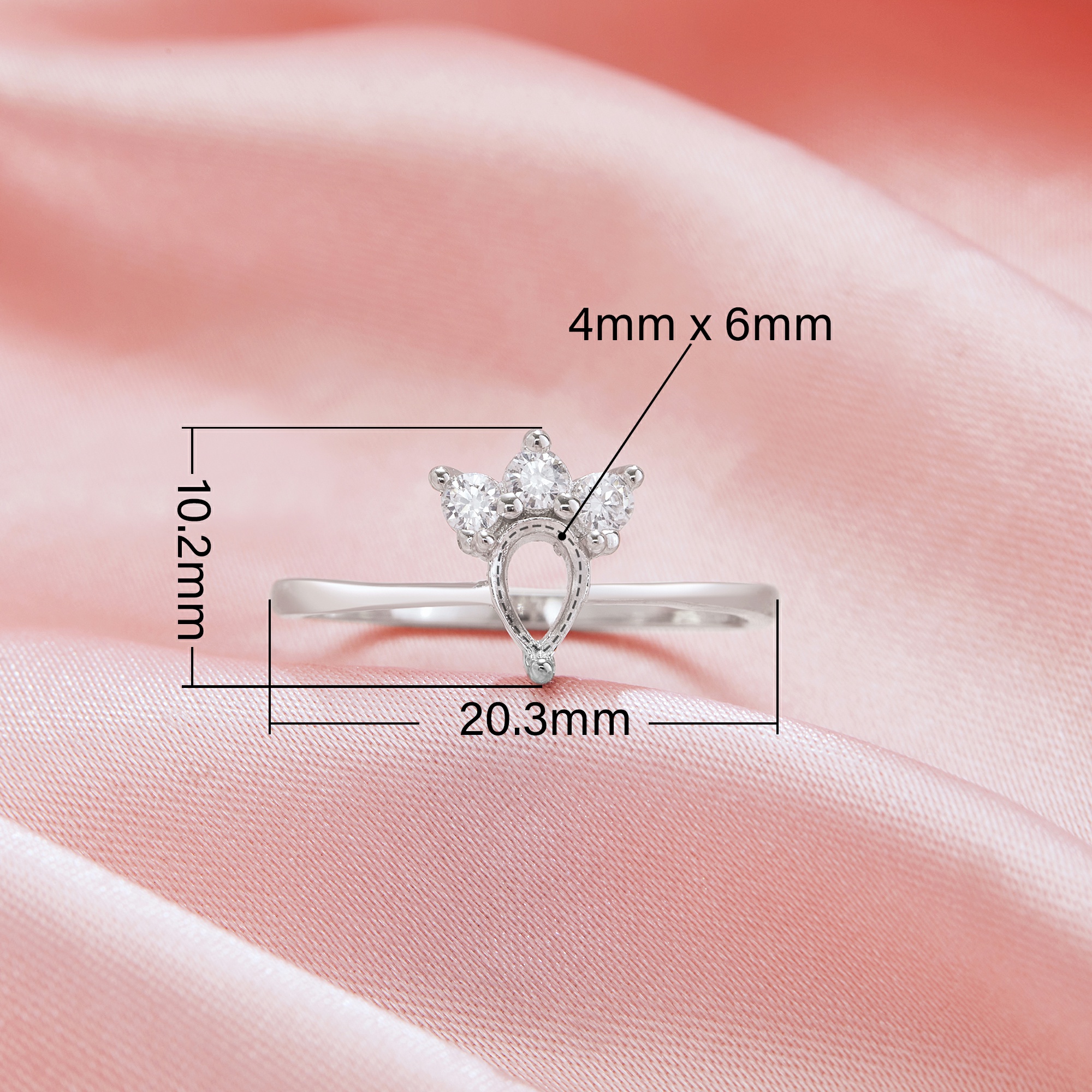 4x6MM Pear Prong Ring Settings,Crown Solid 14K 18K Gold Ring,Vintage Styles Pear Ring,DIY Ring Supplies For Gemstone 1295095 - Click Image to Close