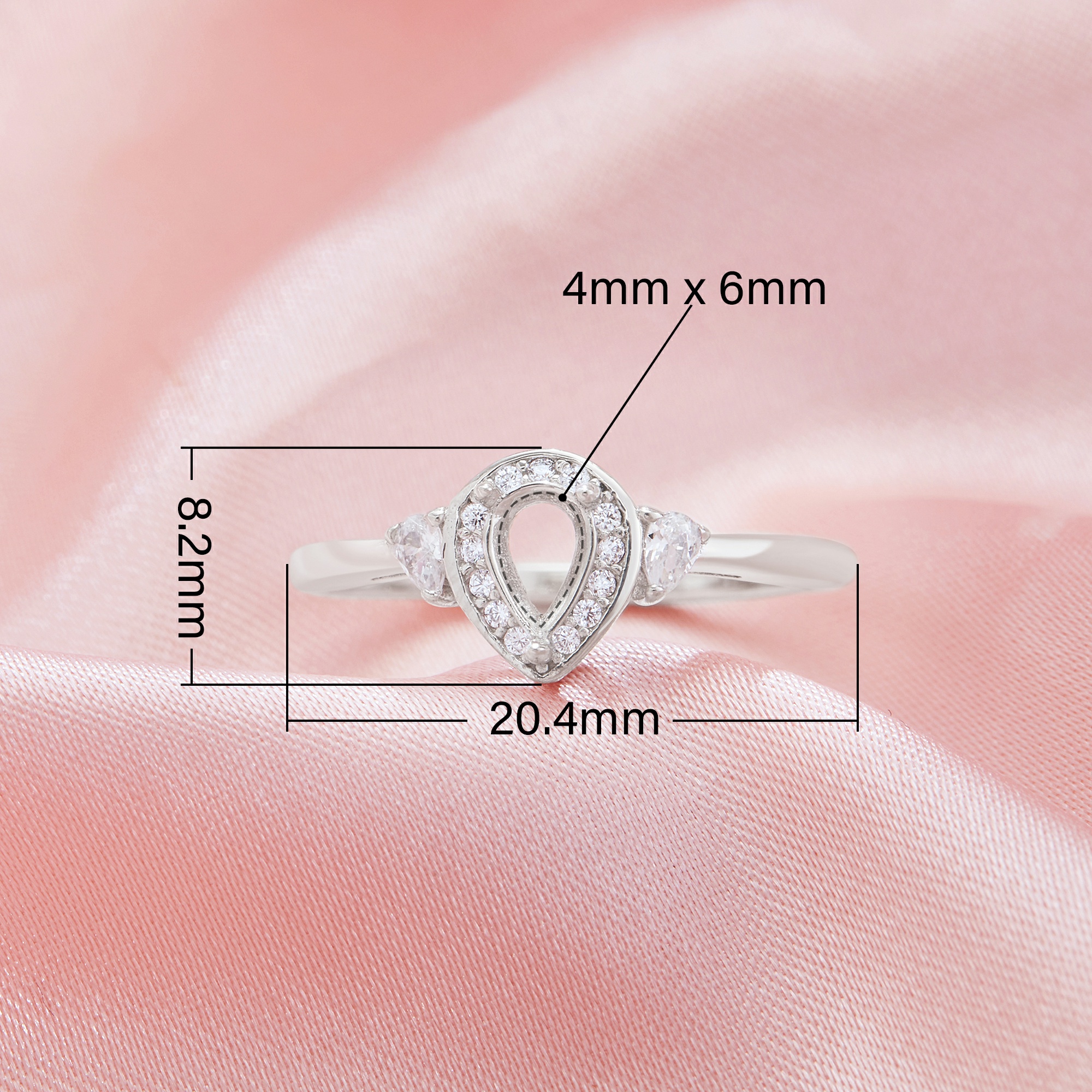 4x6MM Halo Pear Prong Ring Settings,Solid 14K 18K Gold Ring With Two Sides Moissanite Stones,DIY Ring Supplies For Gemstone 1295098 - Click Image to Close