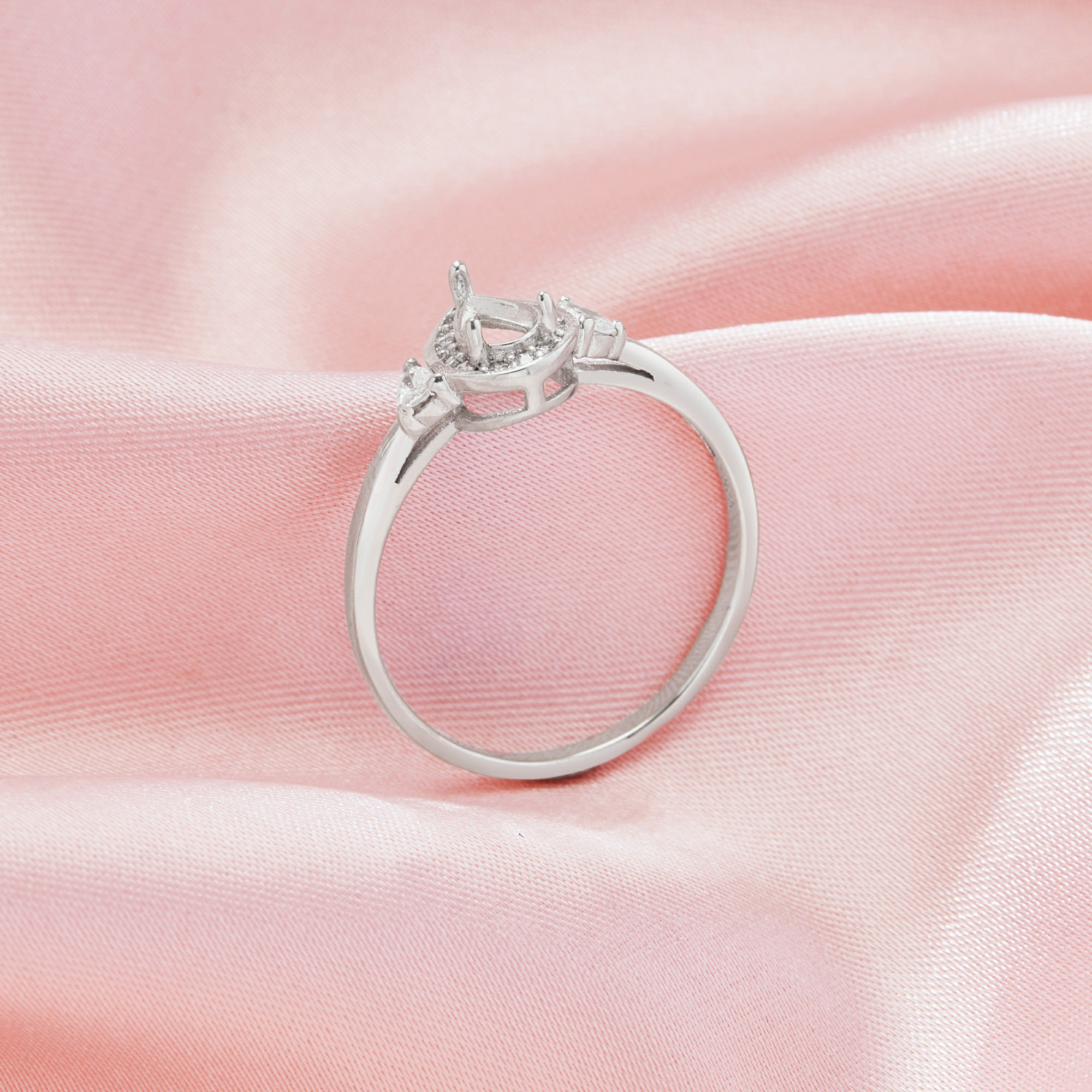 4x6MM Halo Pear Prong Ring Settings,Solid 14K 18K Gold Ring With Two Sides Moissanite Stones,DIY Ring Supplies For Gemstone 1295098 - Click Image to Close