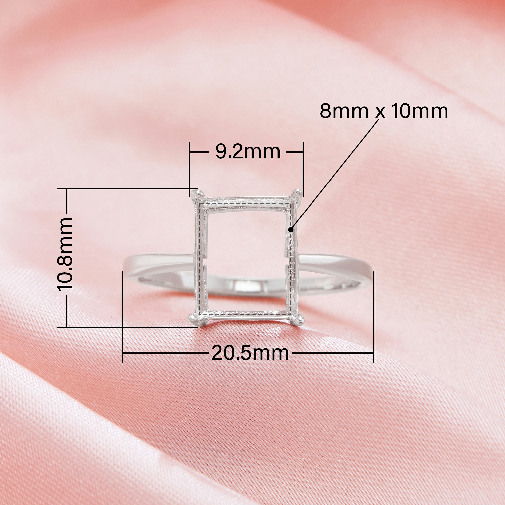 Rectangle Prong Ring Settings,Solid 14K 18K Gold Ring,Minimalist Triangle Ring,DIY Ring Supplies For Gemstone 1295099 - Click Image to Close