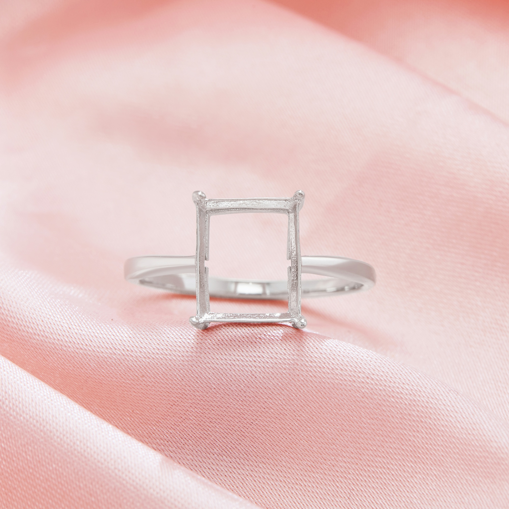 Rectangle Prong Ring Settings,Solid 14K 18K Gold Ring,Minimalist Triangle Ring,DIY Ring Supplies For Gemstone 1295099 - Click Image to Close