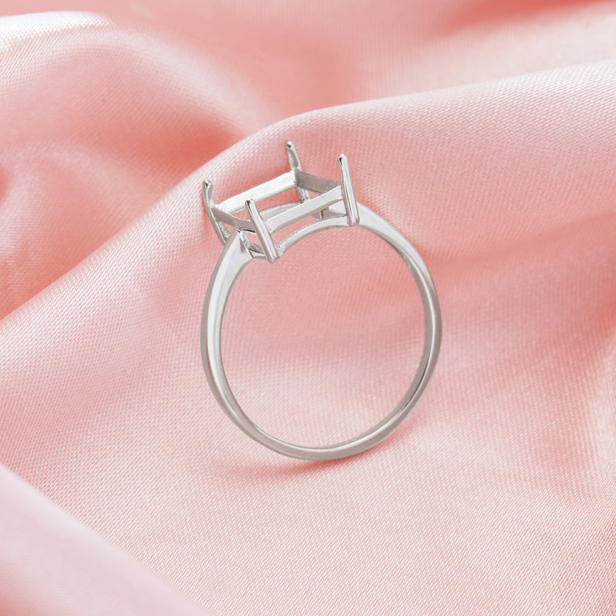 Rectangle Prong Ring Settings,Solid 14K 18K Gold Ring,Minimalist Triangle Ring,DIY Ring Supplies For Gemstone 1295099 - Click Image to Close