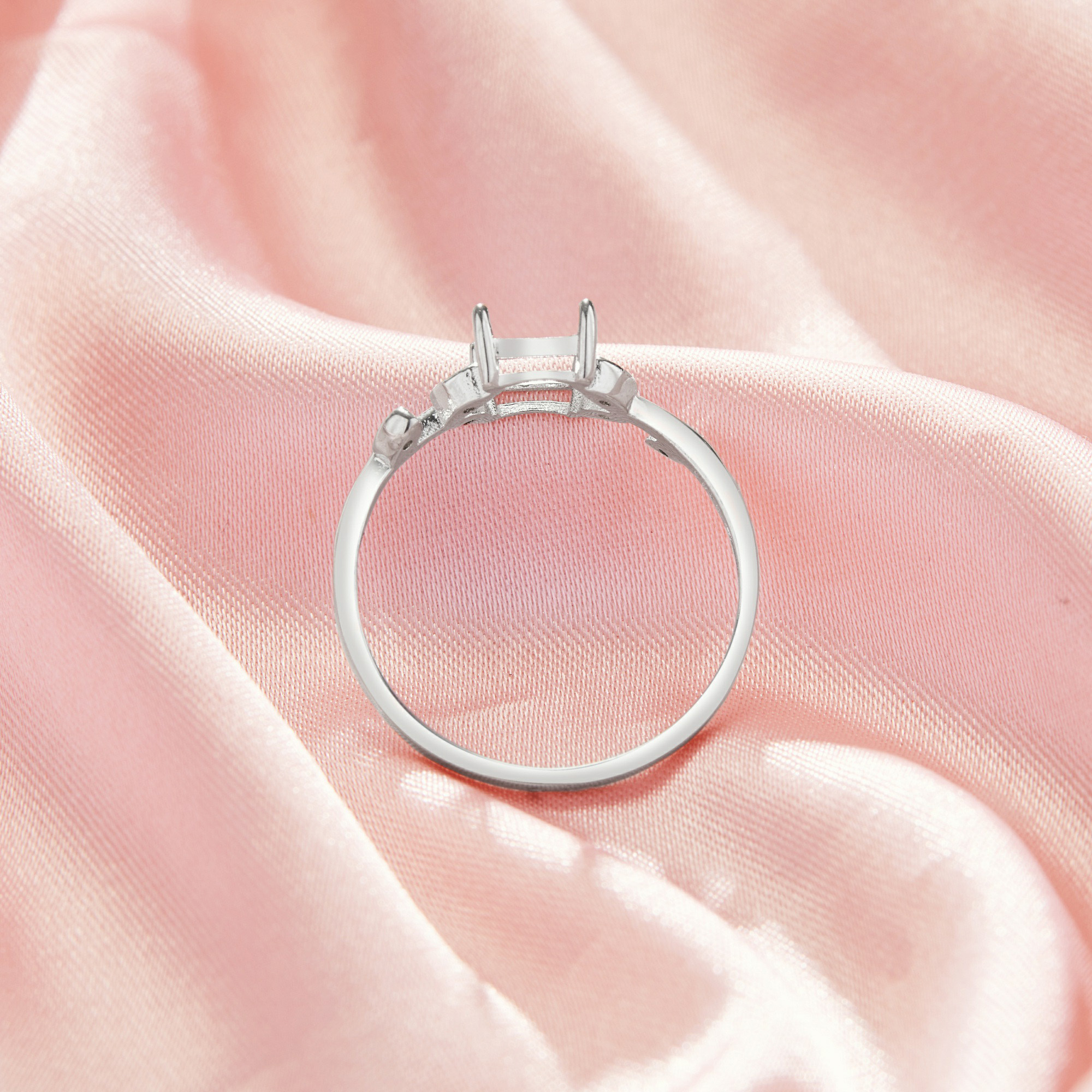 Rectangle Prong Ring Settings,Solid 14K 18K Gold Ring,Tree Branch Leaf Art Deco Rectangle Ring,DIY Ring Supplies For Gemstone 1295101 - Click Image to Close