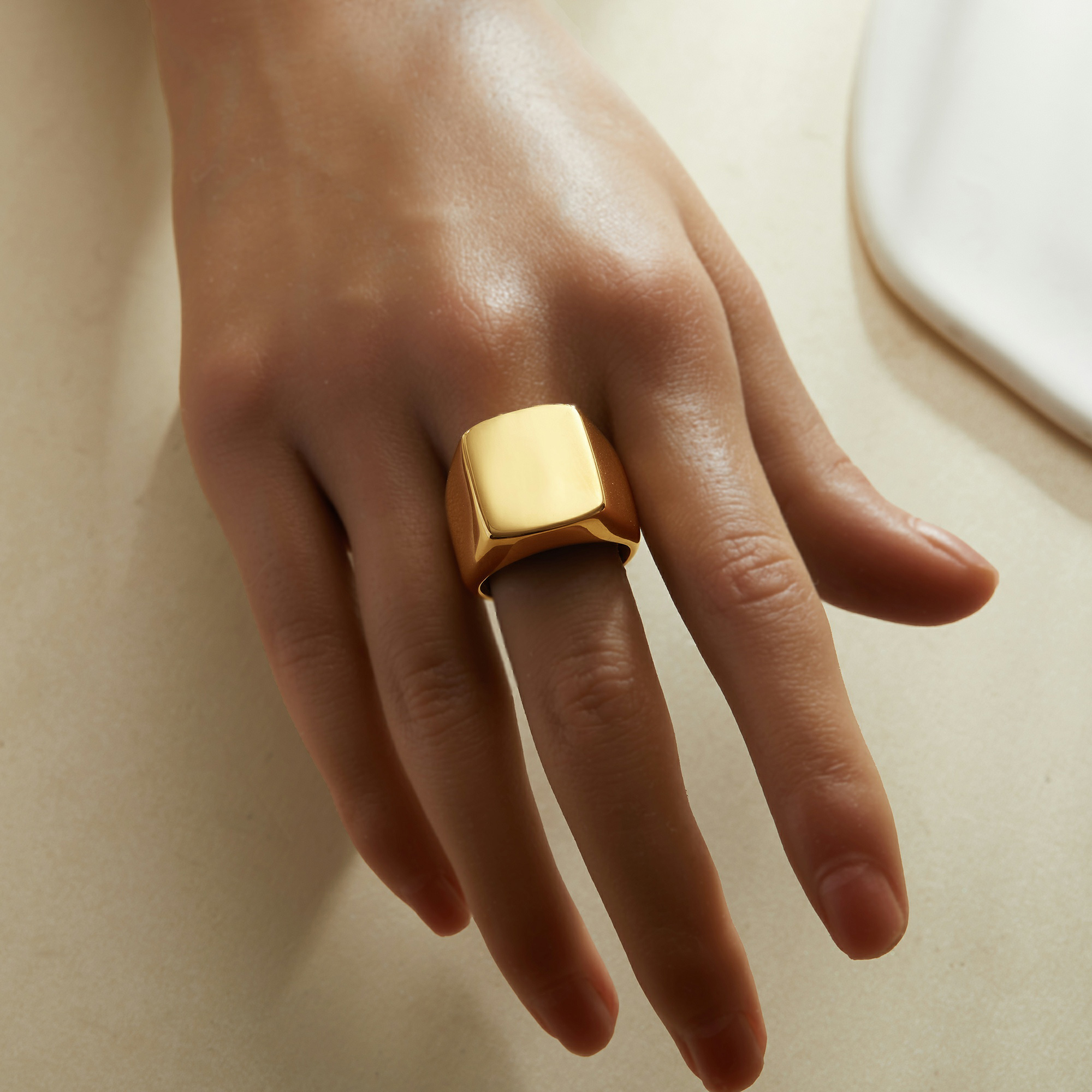 Square Flat Top Stainless Steel Ring,Initial Stamping Ring,Minimalist Square Ring,Silver Gold Black Ring,DIY Daily Ring Supplies 1295103