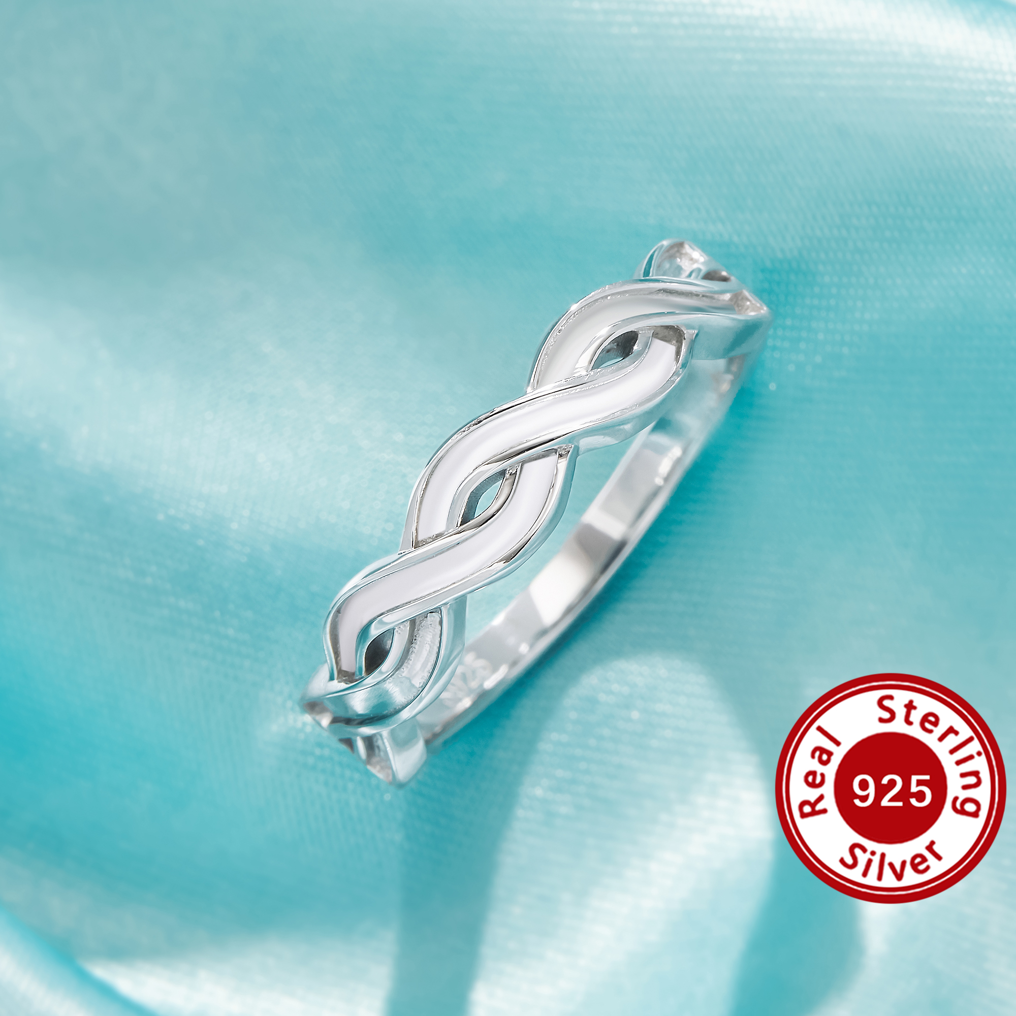 Keepsake Breast Milk Resin 1MM Channel Bezel Ring Settings,Half Band Infinity Solid Back Solid 925 Sterling Silver Ring,Stackable Ring,DIY Ring Supplies 1295104-1