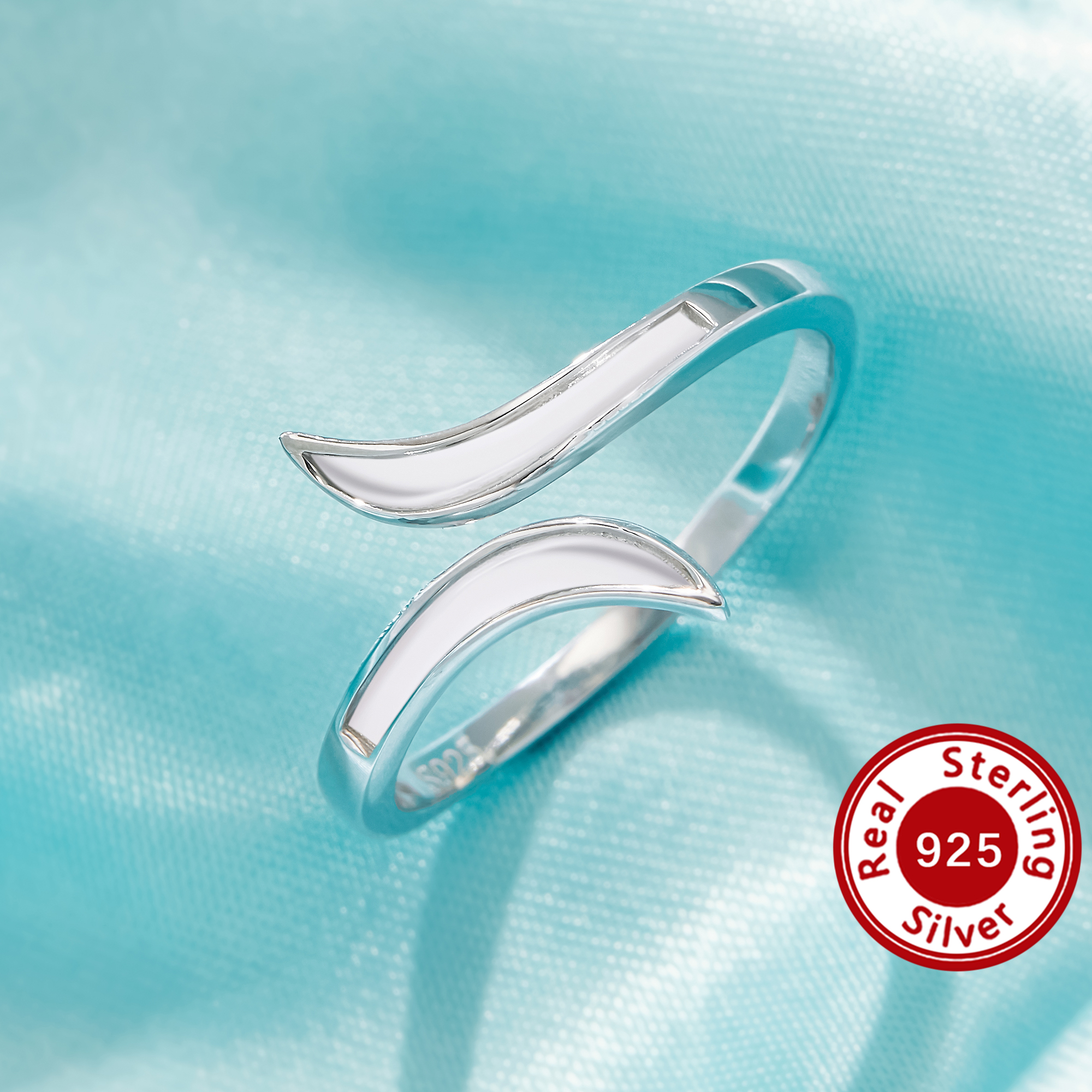 Keepsake Breast Milk Resin Channel Bezel Ring Settings,Solid 925 Sterling Silver Ring,Bypass Ring,Adjustable Ring,DIY Ring Supplies 1295106-1