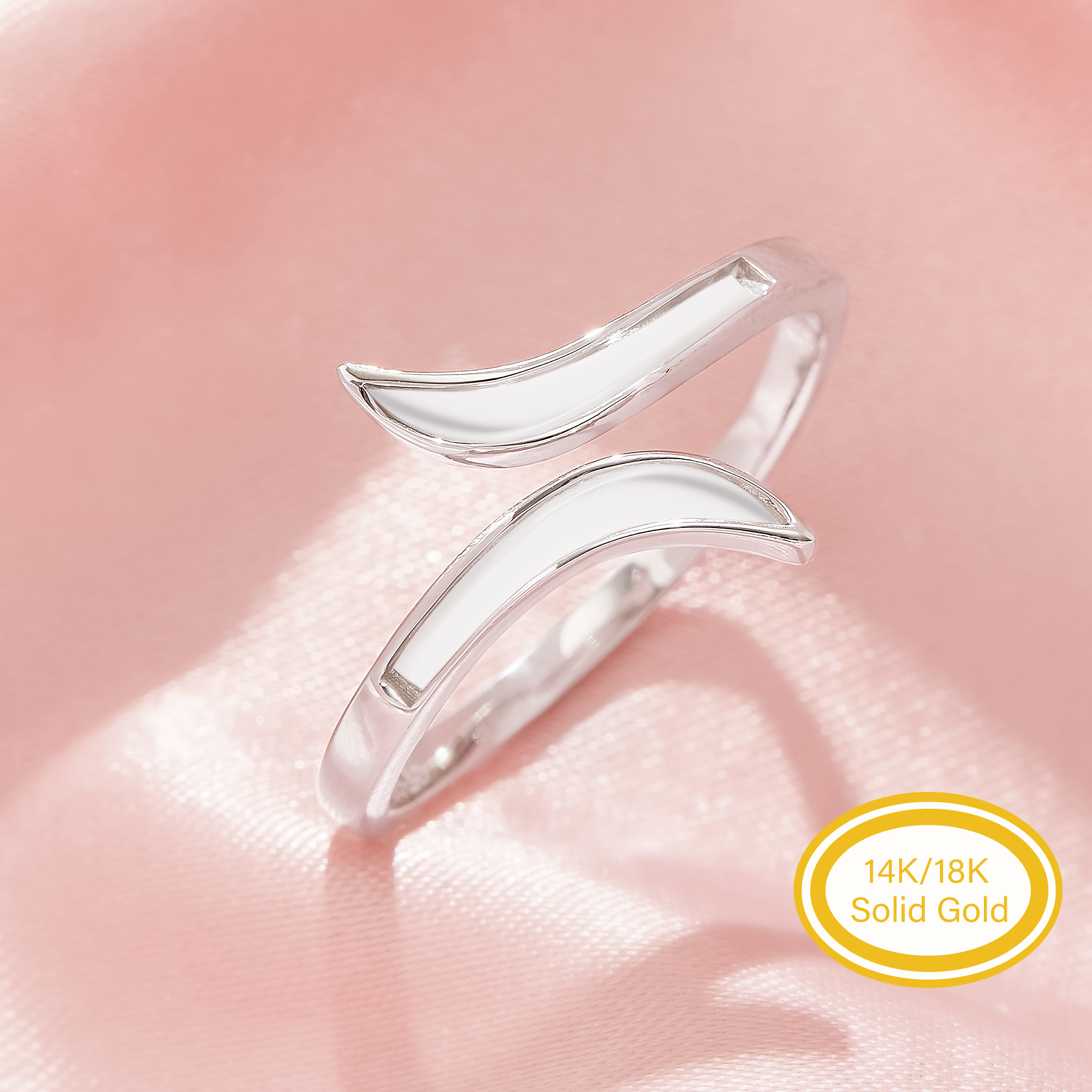 Keepsake Breast Milk Resin Channel Bezel Ring Settings,Solid 14K 18K Gold Ring,Bypass Ring,Adjustable Ring,DIY Ring Supplies 1295106