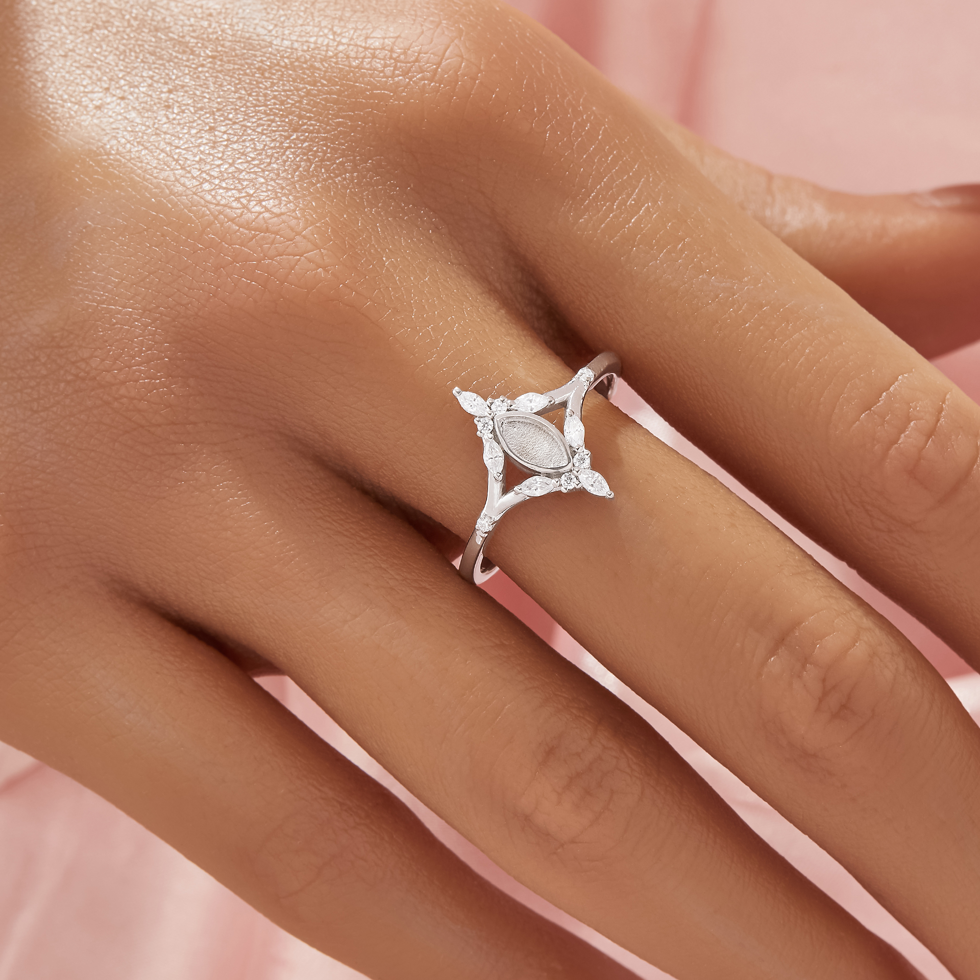 3x6MM Keepsake Breast Milk Resin Marquise Bezel Ring Settings,Split Shank Solid 925 Sterling Silver Ring,Art Deco Marquise Ring,DIY Ring Supplies 1295107-1