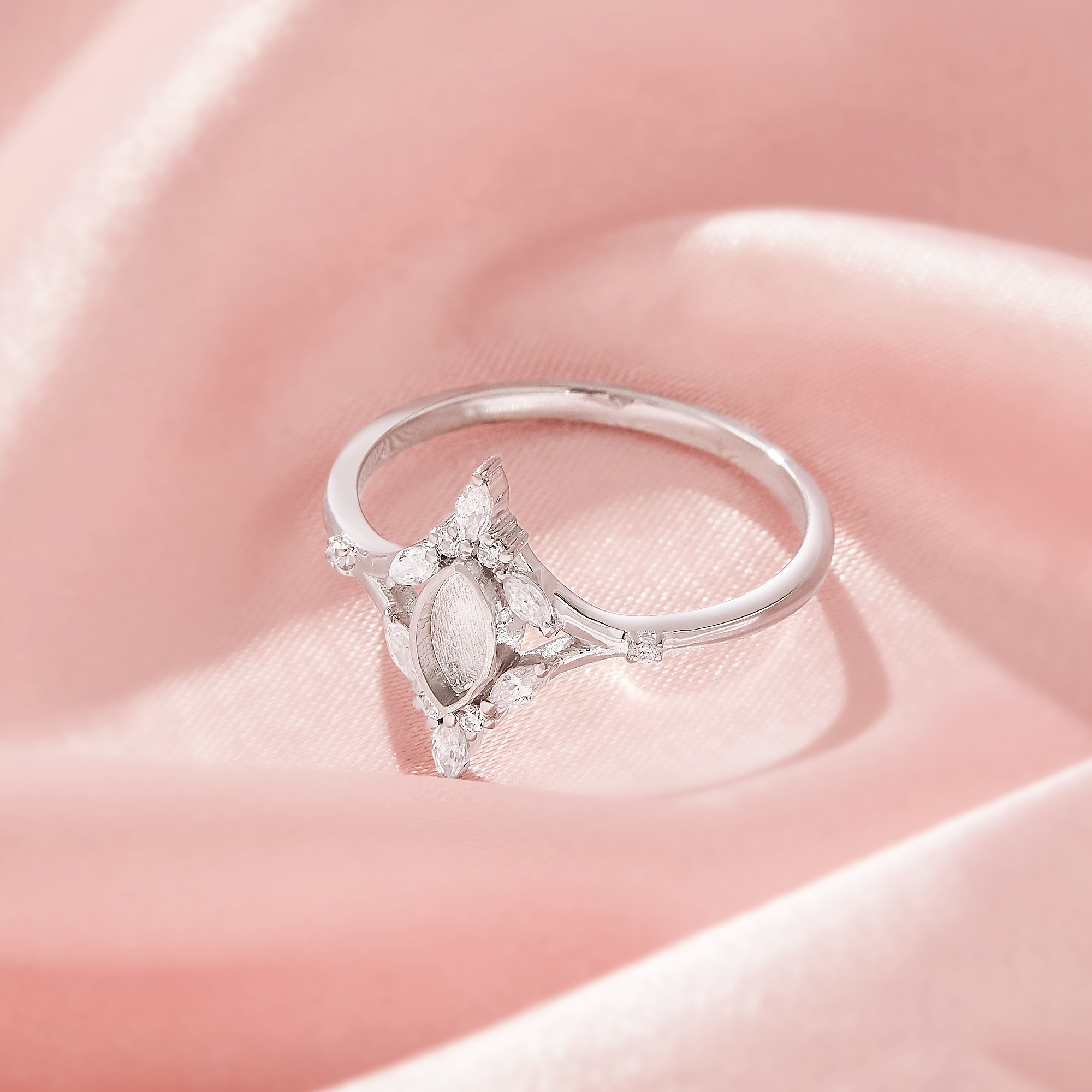 3x6MM Keepsake Breast Milk Resin Marquise Bezel Ring Settings,Split Shank Solid 925 Sterling Silver Ring,Art Deco Marquise Ring,DIY Ring Supplies 1295107-1