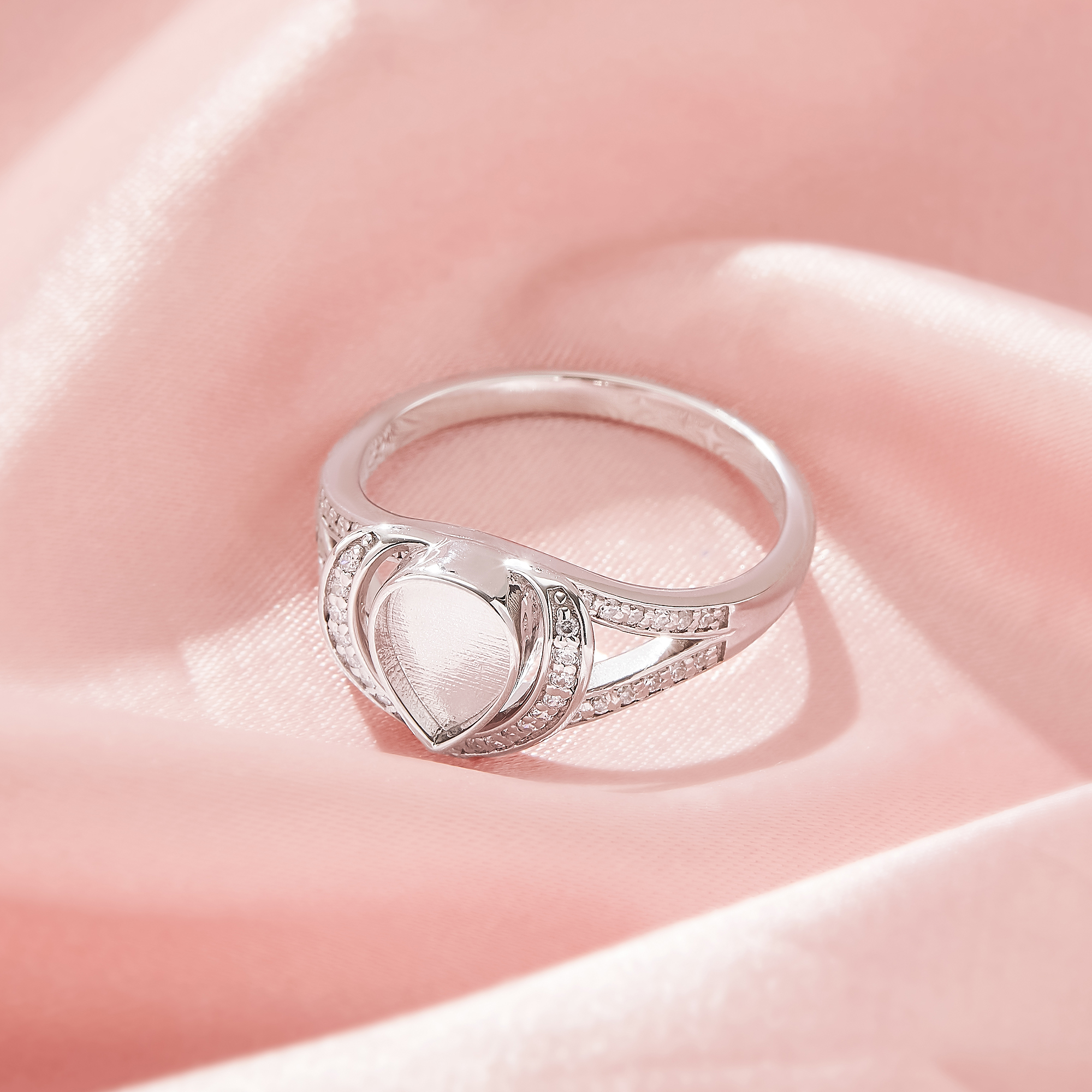 6x8MM Keepsake Breast Milk Resin Halo Pear Bezel Ring Settings,Split Shank Solid 925 Sterling Silver Ring,Pave CZ Stone Ring,DIY Ring Supplies 1295108-1