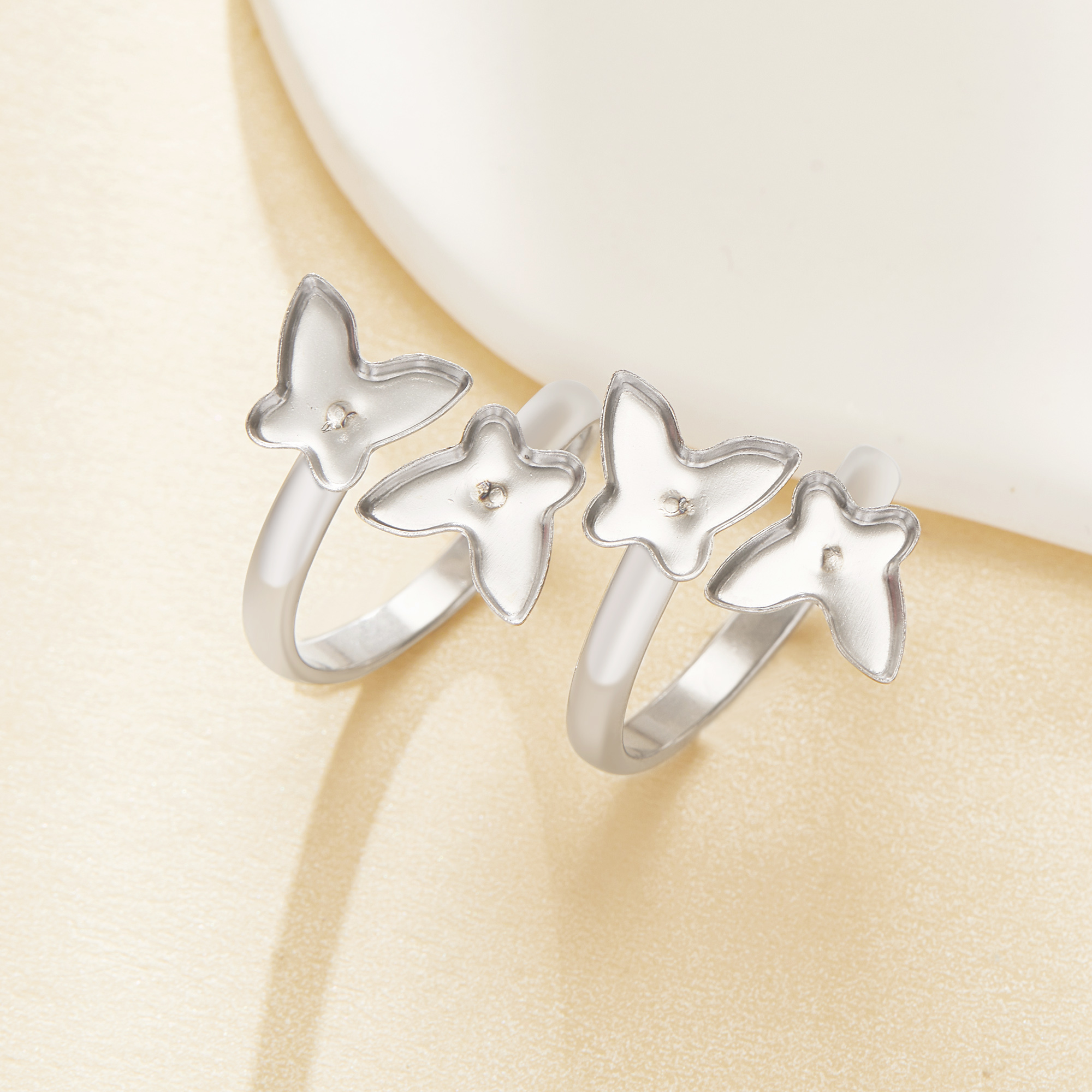 Keepsake Breast Milk Resin Butterfly Bezel Ring Settings,Bypass Stainless Steel Ring,Adjustable Ring,DIY Handmade Findings Ring Blank Supplies 1295111