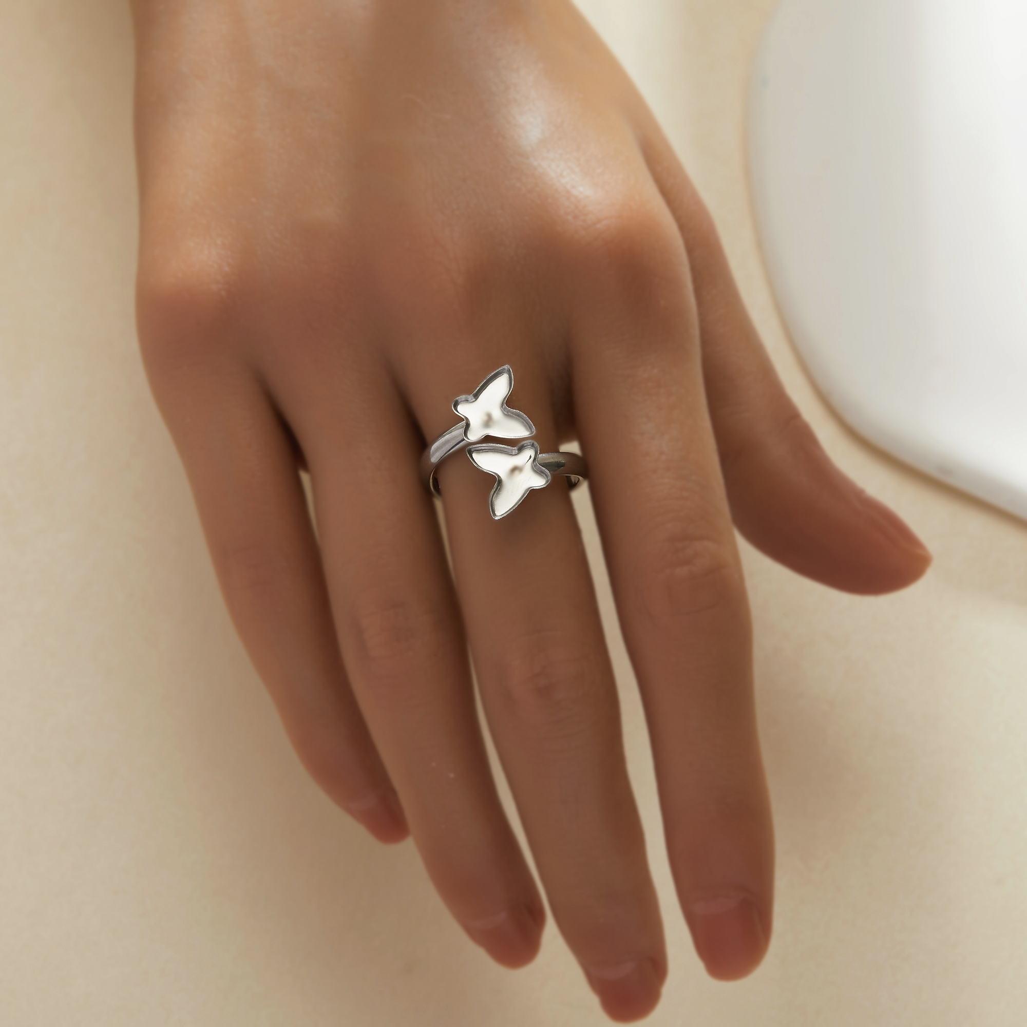 Keepsake Breast Milk Resin Butterfly Bezel Ring Settings,Bypass Stainless Steel Ring,Adjustable Ring,DIY Handmade Findings Ring Blank Supplies 1295111