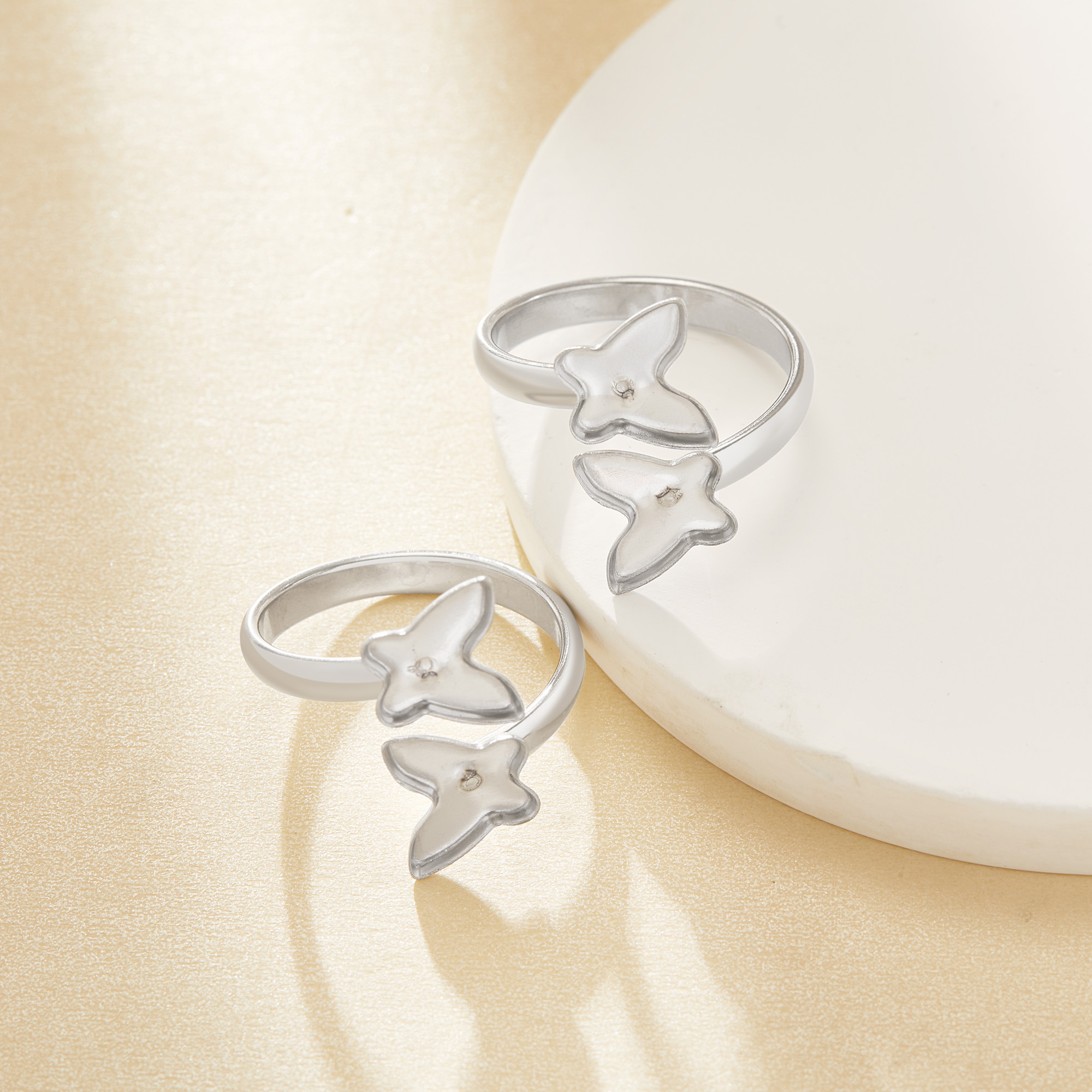 Keepsake Breast Milk Resin Butterfly Bezel Ring Settings,Bypass Stainless Steel Ring,Adjustable Ring,DIY Handmade Findings Ring Blank Supplies 1295111