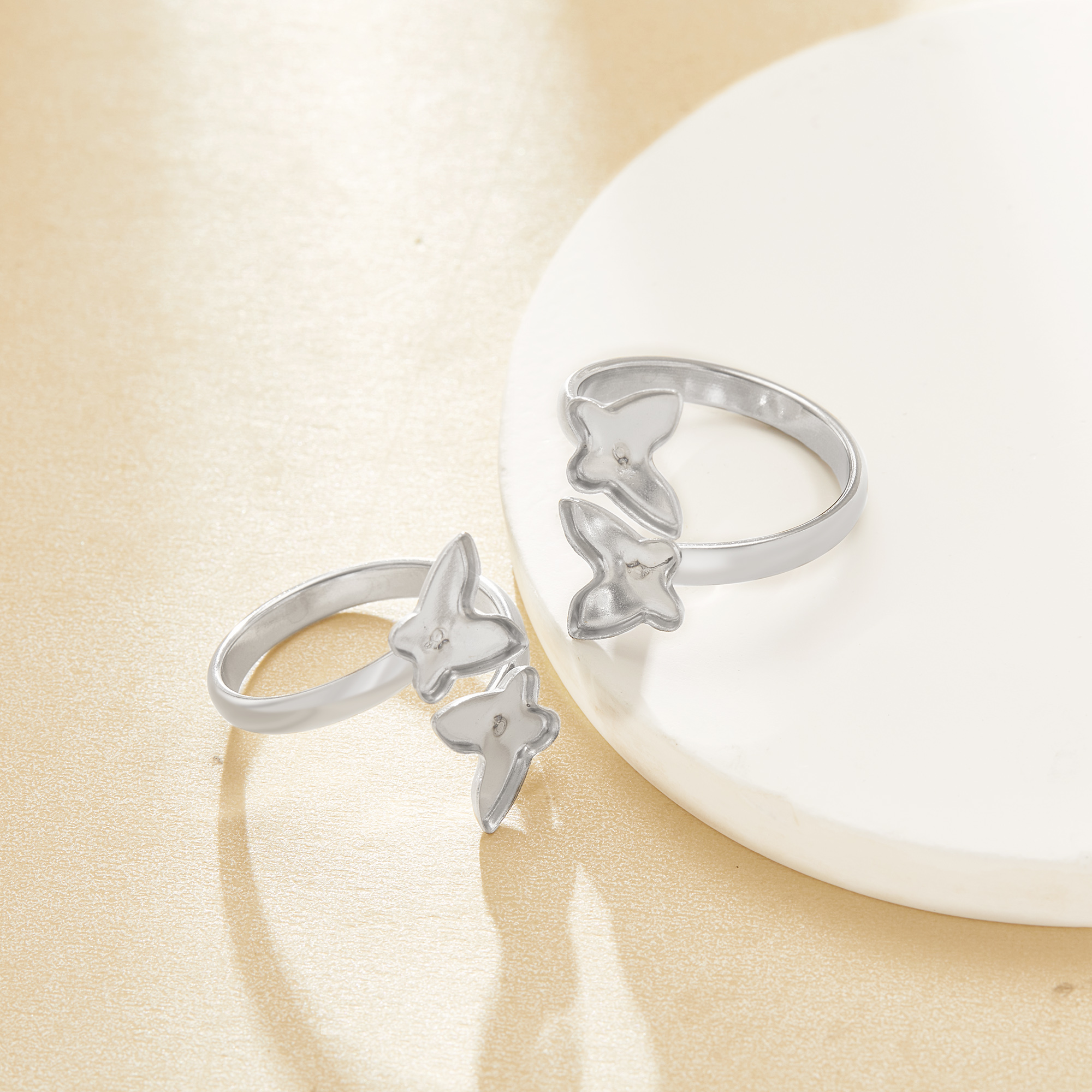 Keepsake Breast Milk Resin Butterfly Bezel Ring Settings,Bypass Stainless Steel Ring,Adjustable Ring,DIY Handmade Findings Ring Blank Supplies 1295111