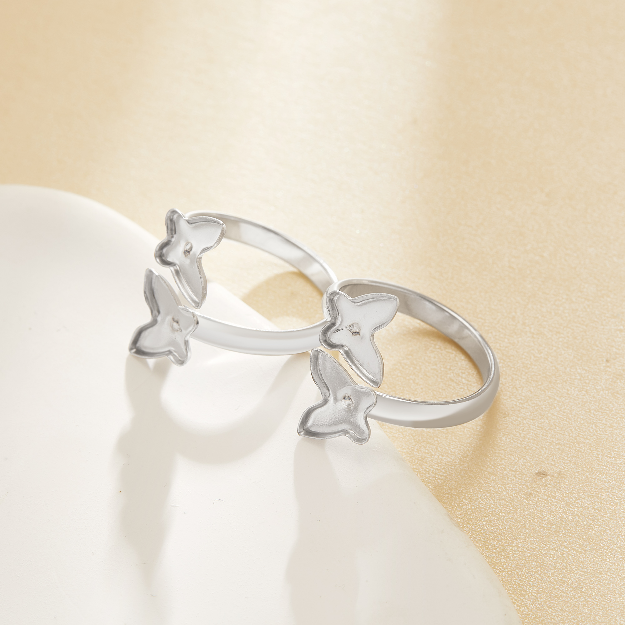 Keepsake Breast Milk Resin Butterfly Bezel Ring Settings,Bypass Stainless Steel Ring,Adjustable Ring,DIY Handmade Findings Ring Blank Supplies 1295111