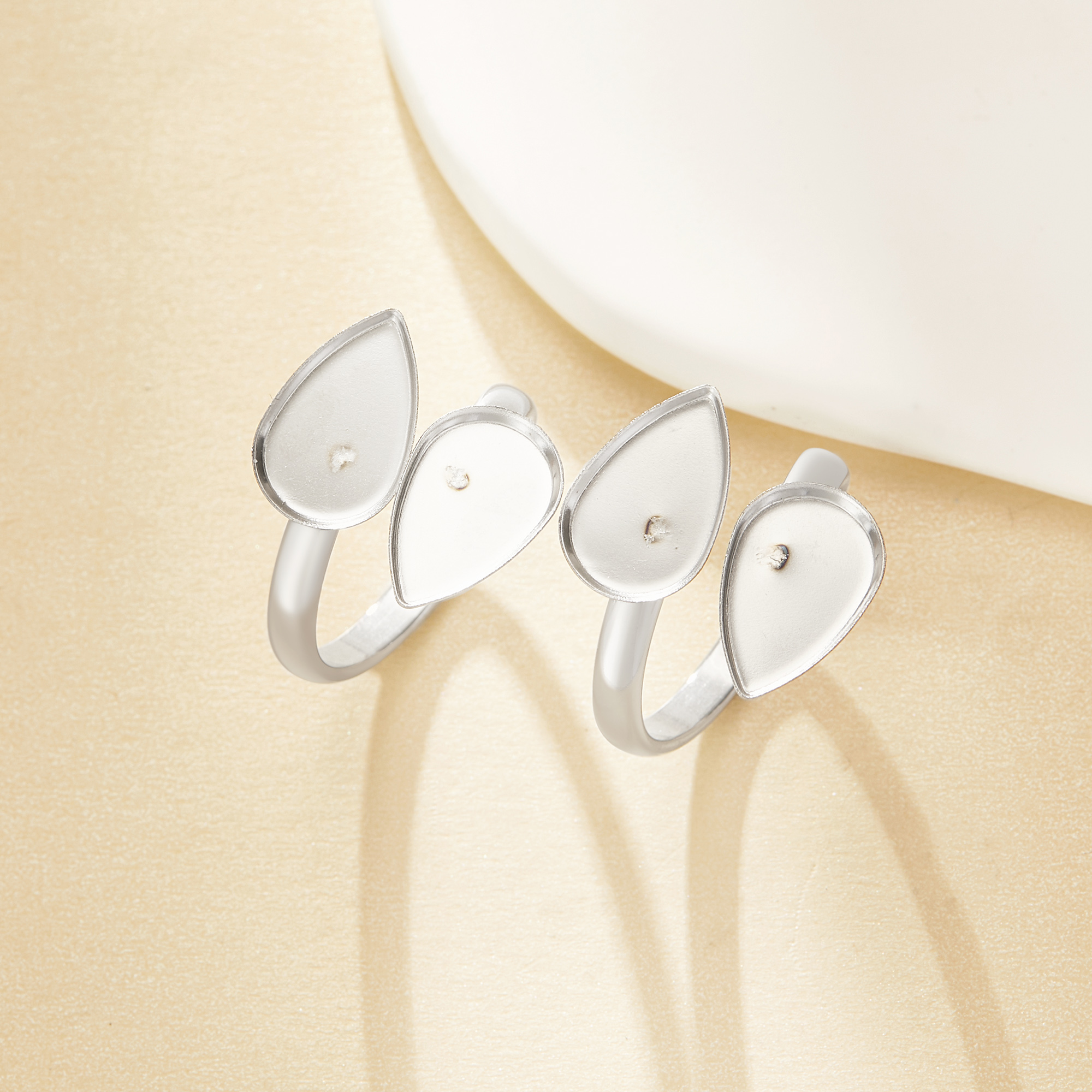 Keepsake Breast Milk Resin Pear Bezel Ring Settings,Bypass Stainless Steel Ring,Adjustable Ring,DIY Handmade Findings Ring Blank Supplies 1295112