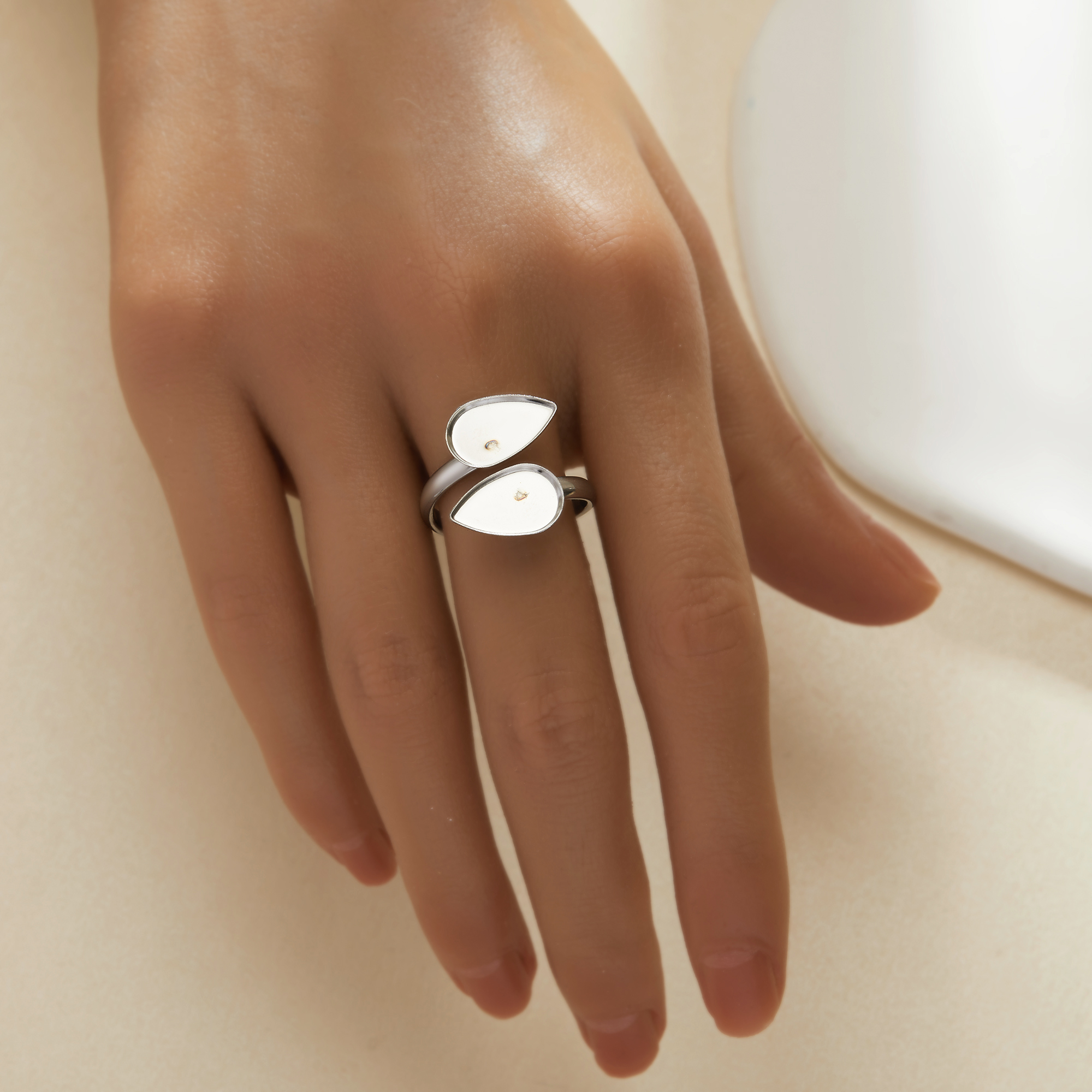 Keepsake Breast Milk Resin Pear Bezel Ring Settings,Bypass Stainless Steel Ring,Adjustable Ring,DIY Handmade Findings Ring Blank Supplies 1295112