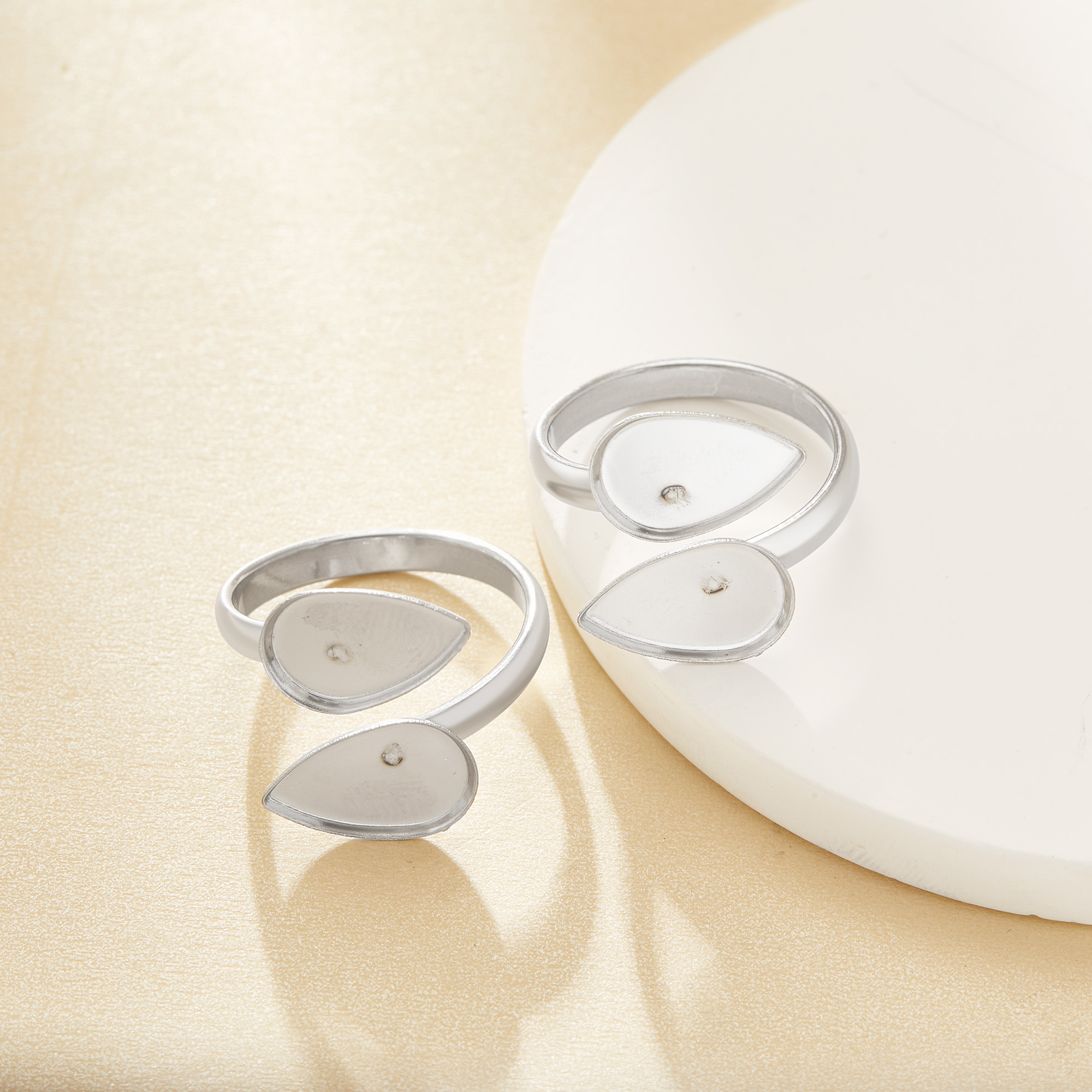 Keepsake Breast Milk Resin Pear Bezel Ring Settings,Bypass Stainless Steel Ring,Adjustable Ring,DIY Handmade Findings Ring Blank Supplies 1295112