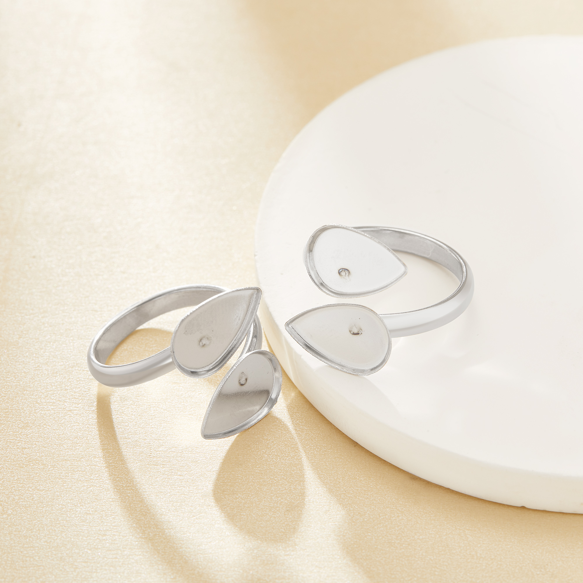 Keepsake Breast Milk Resin Pear Bezel Ring Settings,Bypass Stainless Steel Ring,Adjustable Ring,DIY Handmade Findings Ring Blank Supplies 1295112