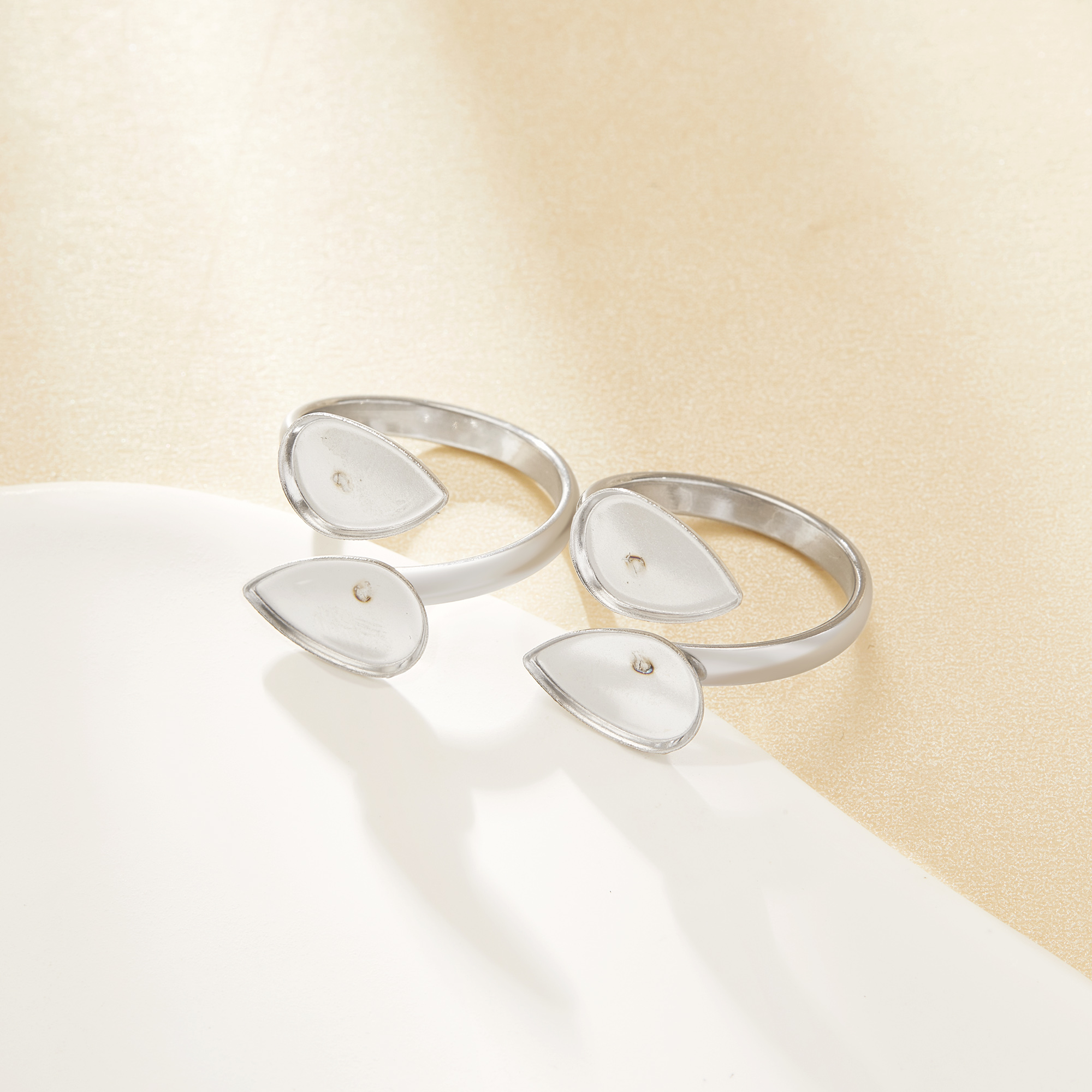 Keepsake Breast Milk Resin Pear Bezel Ring Settings,Bypass Stainless Steel Ring,Adjustable Ring,DIY Handmade Findings Ring Blank Supplies 1295112