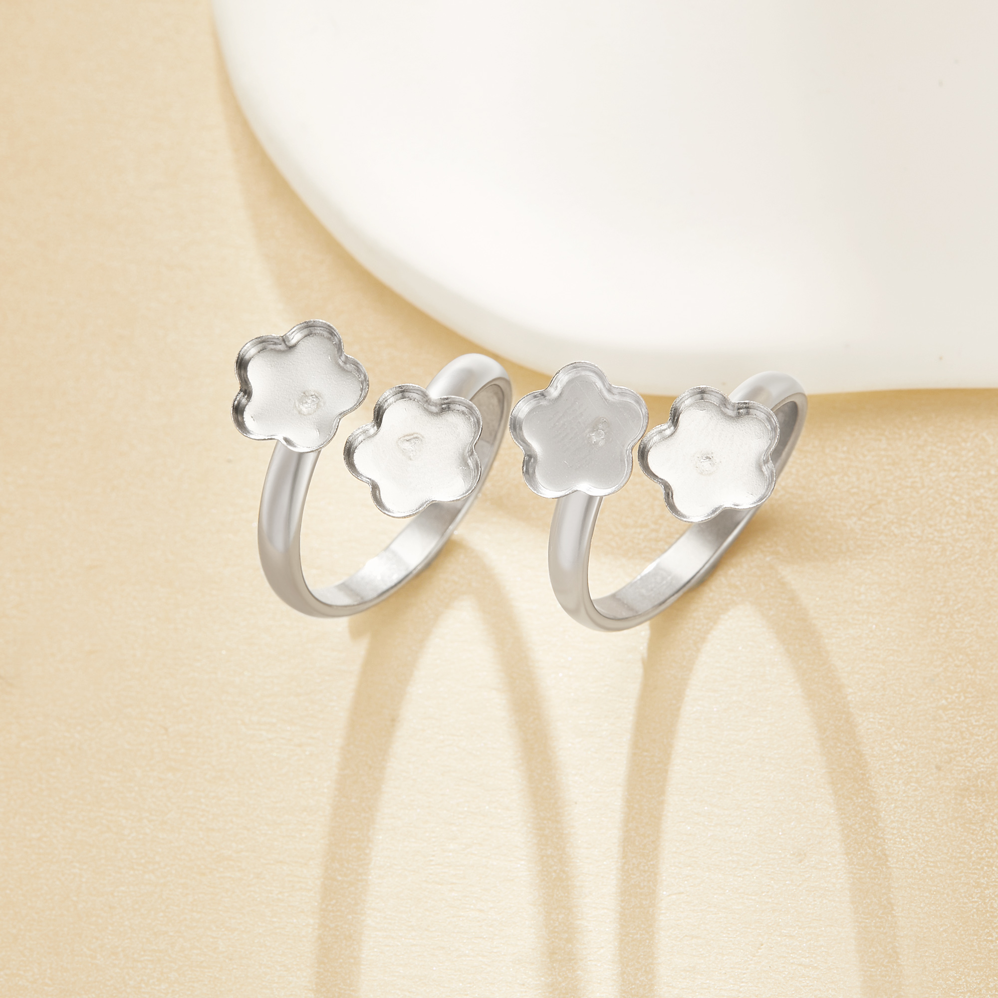 Keepsake Breast Milk Resin Flower Bezel Ring Settings,Bypass Stainless Steel Ring,Adjustable Ring,DIY Handmade Findings Ring Blank Supplies 1295113