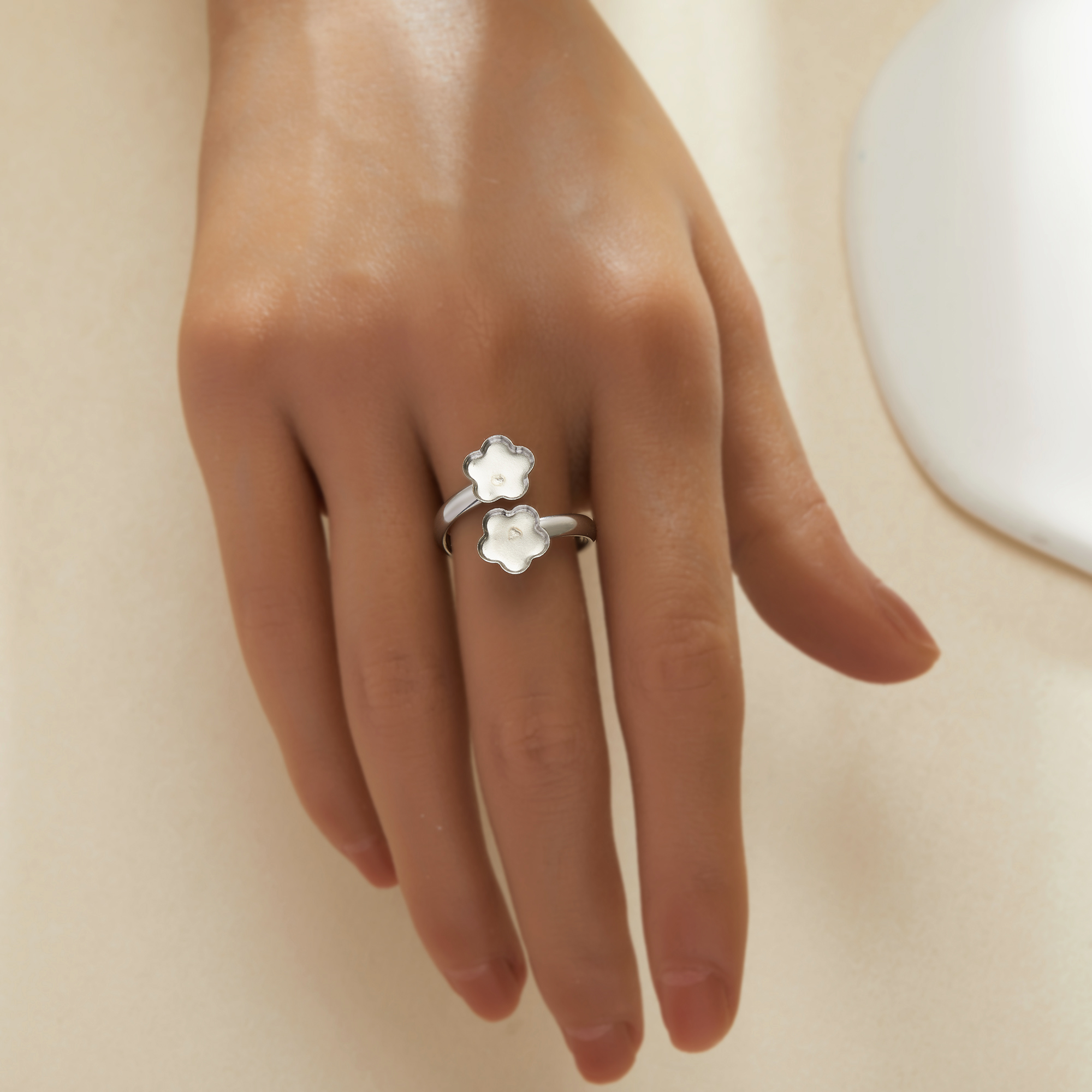 Keepsake Breast Milk Resin Flower Bezel Ring Settings,Bypass Stainless Steel Ring,Adjustable Ring,DIY Handmade Findings Ring Blank Supplies 1295113