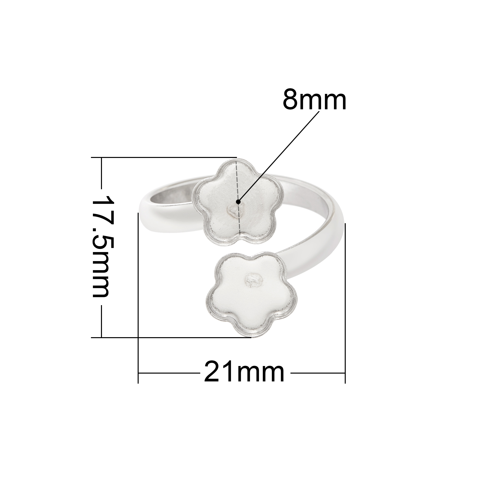 Keepsake Breast Milk Resin Flower Bezel Ring Settings,Bypass Stainless Steel Ring,Adjustable Ring,DIY Handmade Findings Ring Blank Supplies 1295113