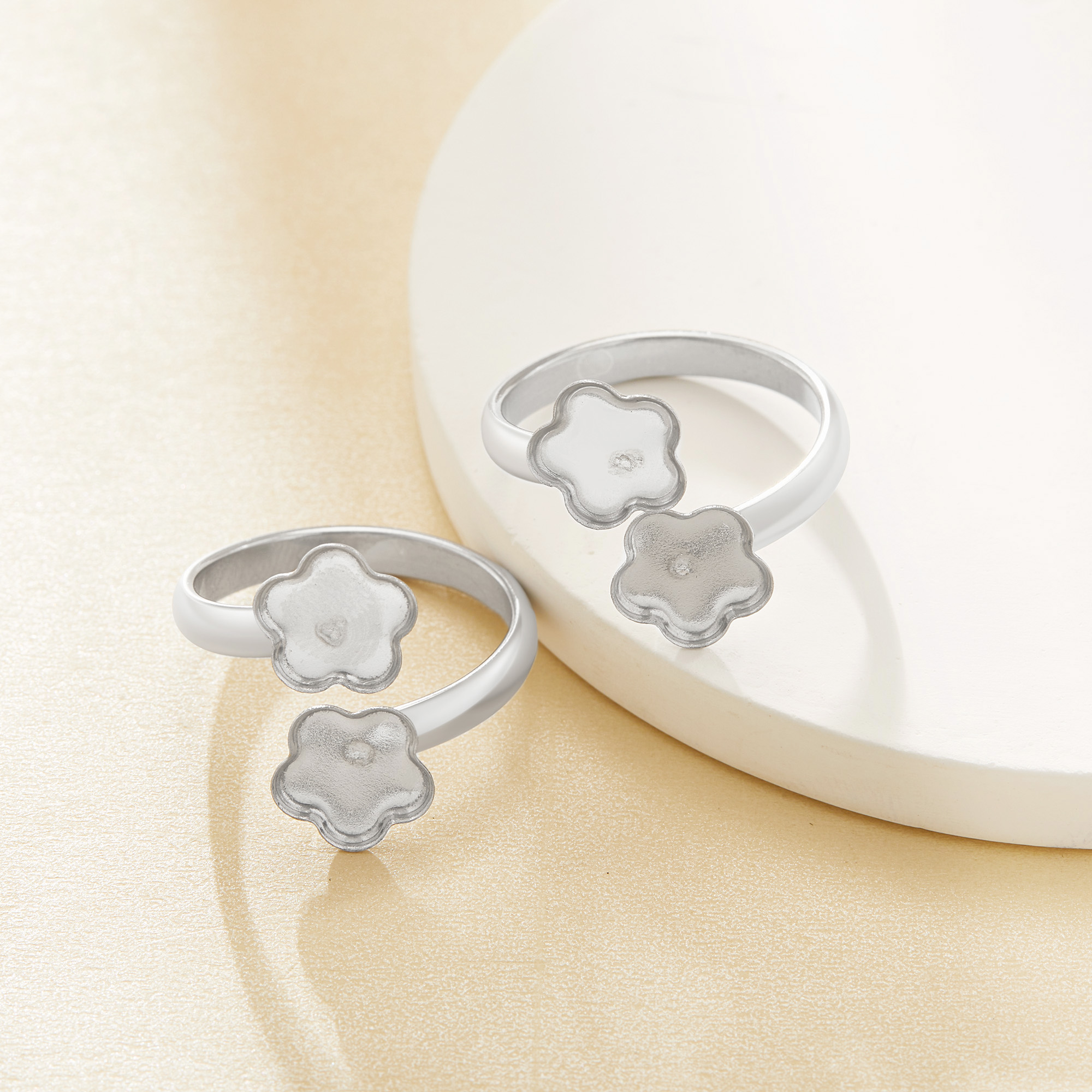 Keepsake Breast Milk Resin Flower Bezel Ring Settings,Bypass Stainless Steel Ring,Adjustable Ring,DIY Handmade Findings Ring Blank Supplies 1295113