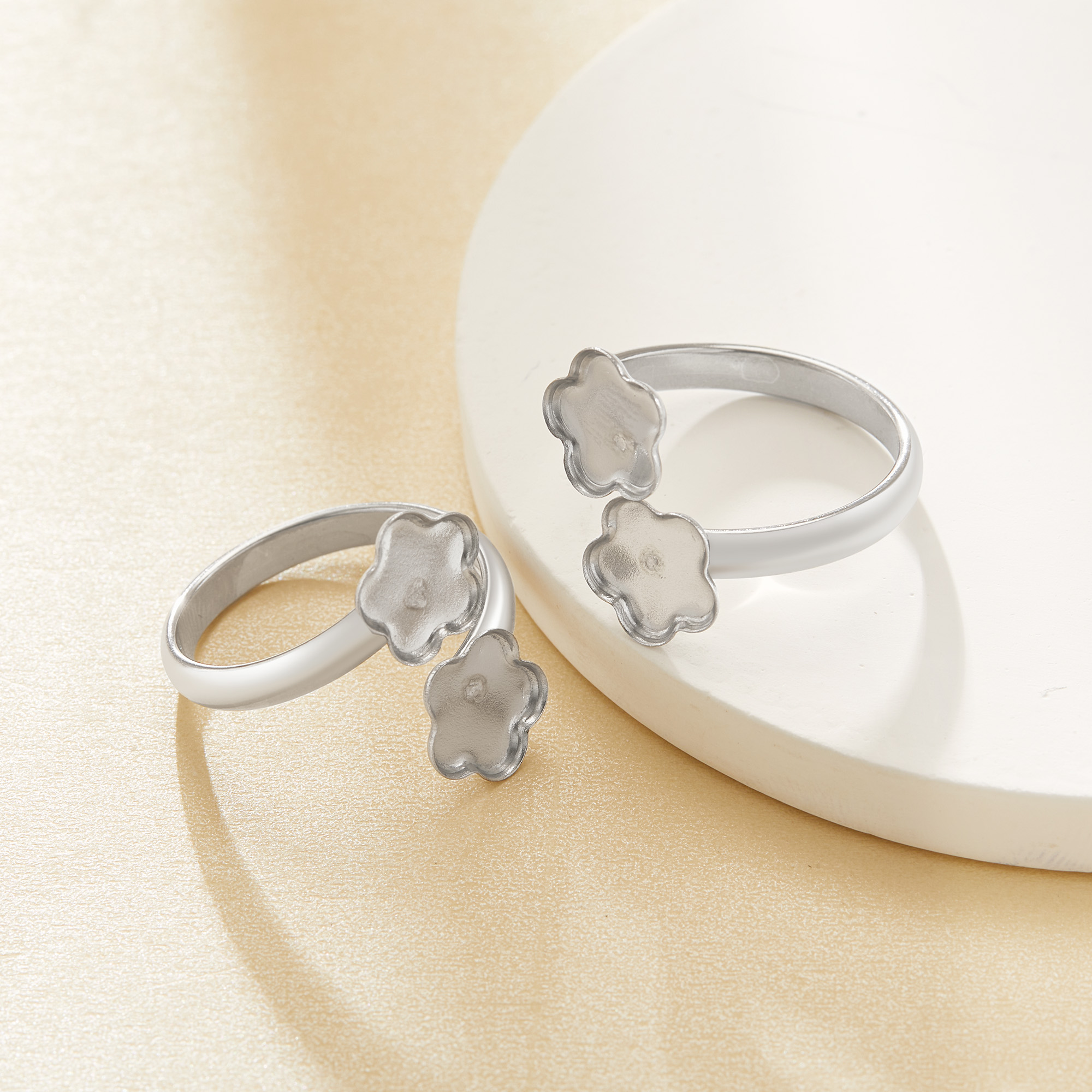 Keepsake Breast Milk Resin Flower Bezel Ring Settings,Bypass Stainless Steel Ring,Adjustable Ring,DIY Handmade Findings Ring Blank Supplies 1295113