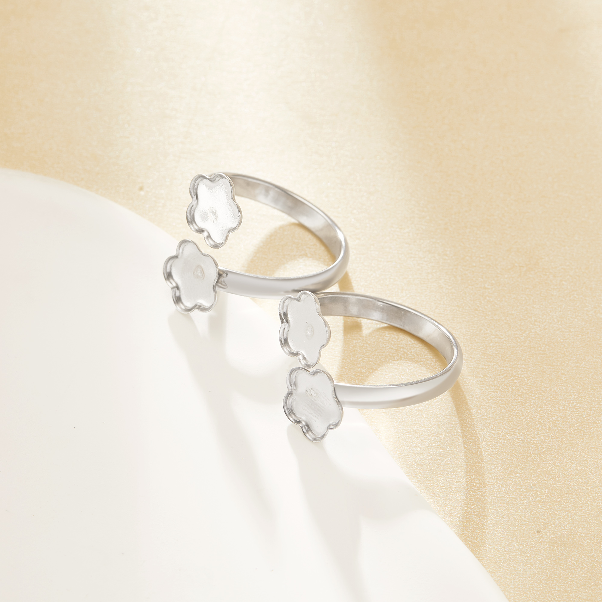 Keepsake Breast Milk Resin Flower Bezel Ring Settings,Bypass Stainless Steel Ring,Adjustable Ring,DIY Handmade Findings Ring Blank Supplies 1295113