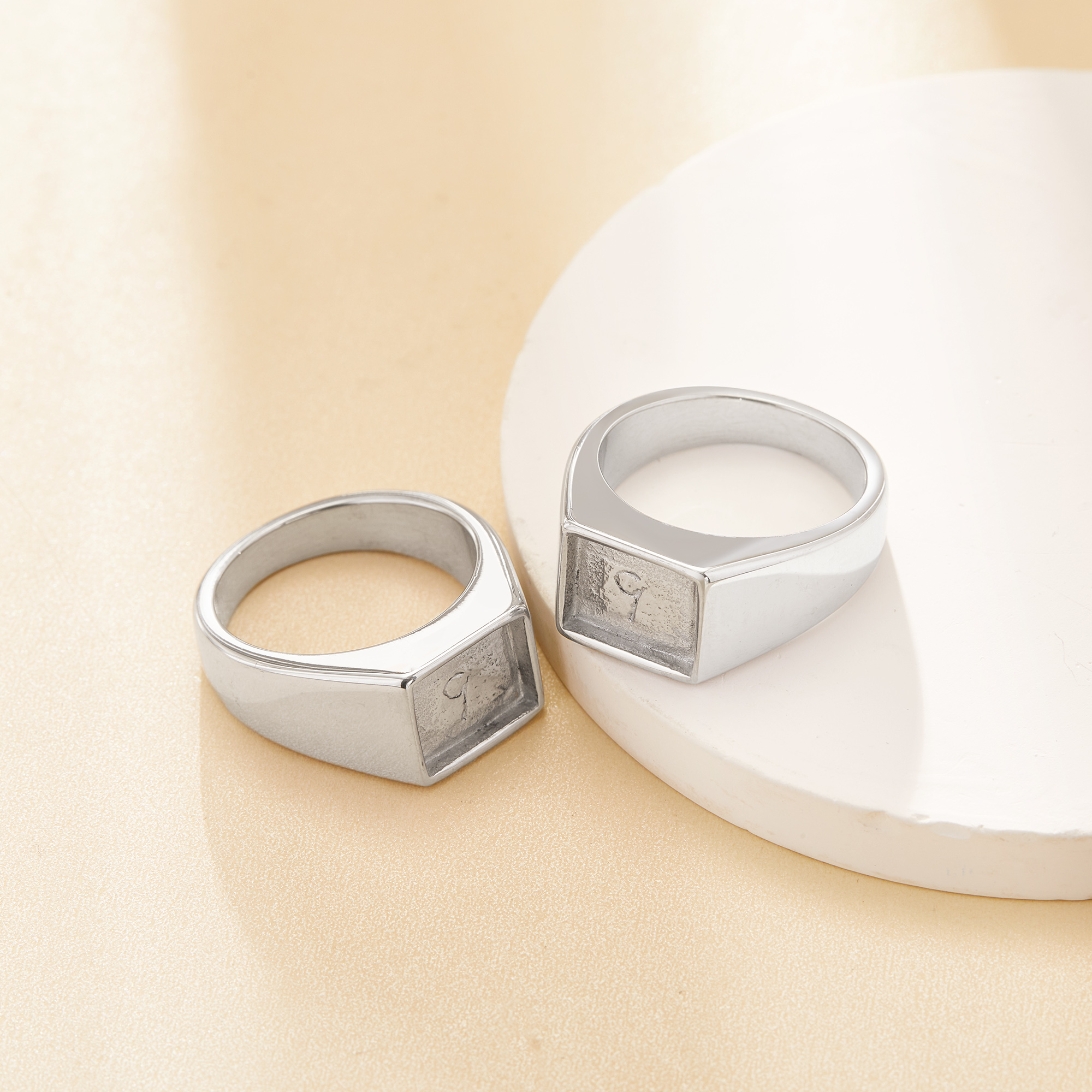 7.9x9.9MM Keepsake Breast Milk Resin Rectangle Bezel Ring Blank Setting,Stainless Steel Men's Ring,Wide Face Ring,DIY Ring Supplies 1295114