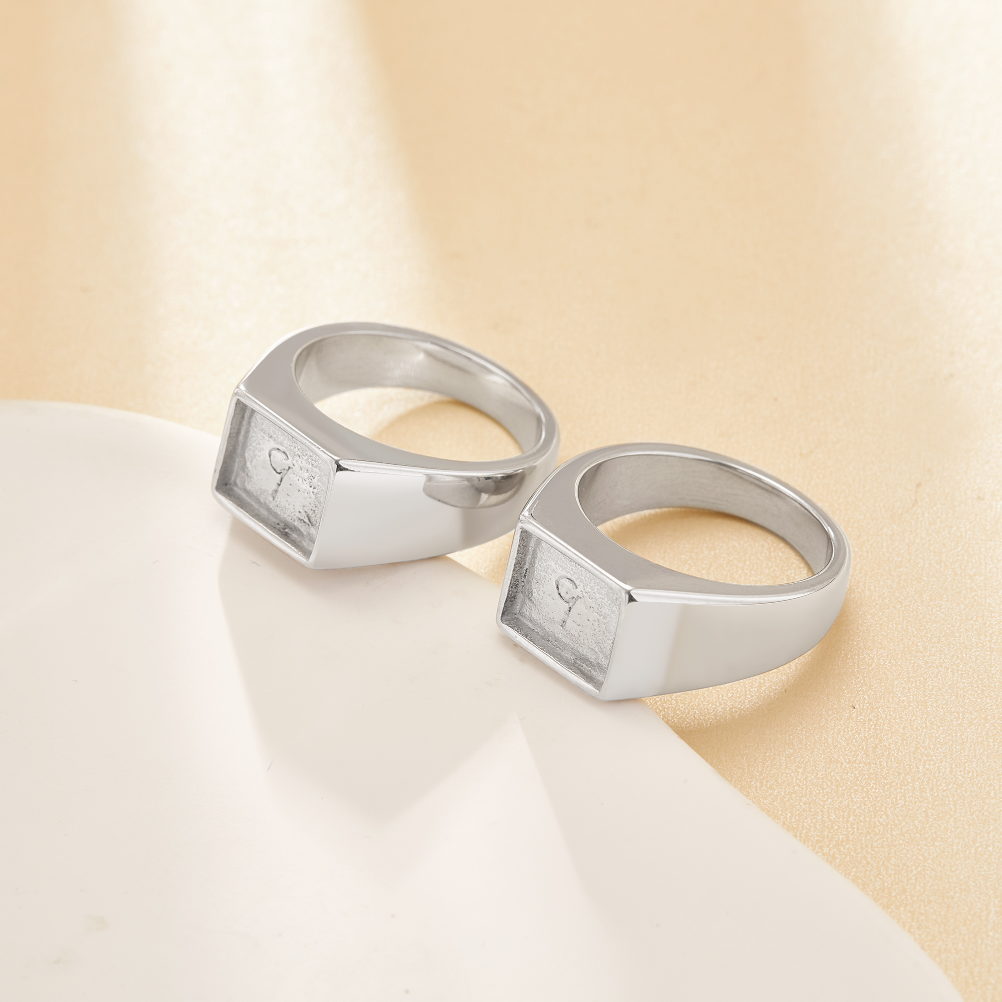 7.9x9.9MM Keepsake Breast Milk Resin Rectangle Bezel Ring Blank Setting,Stainless Steel Men's Ring,Wide Face Ring,DIY Ring Supplies 1295114