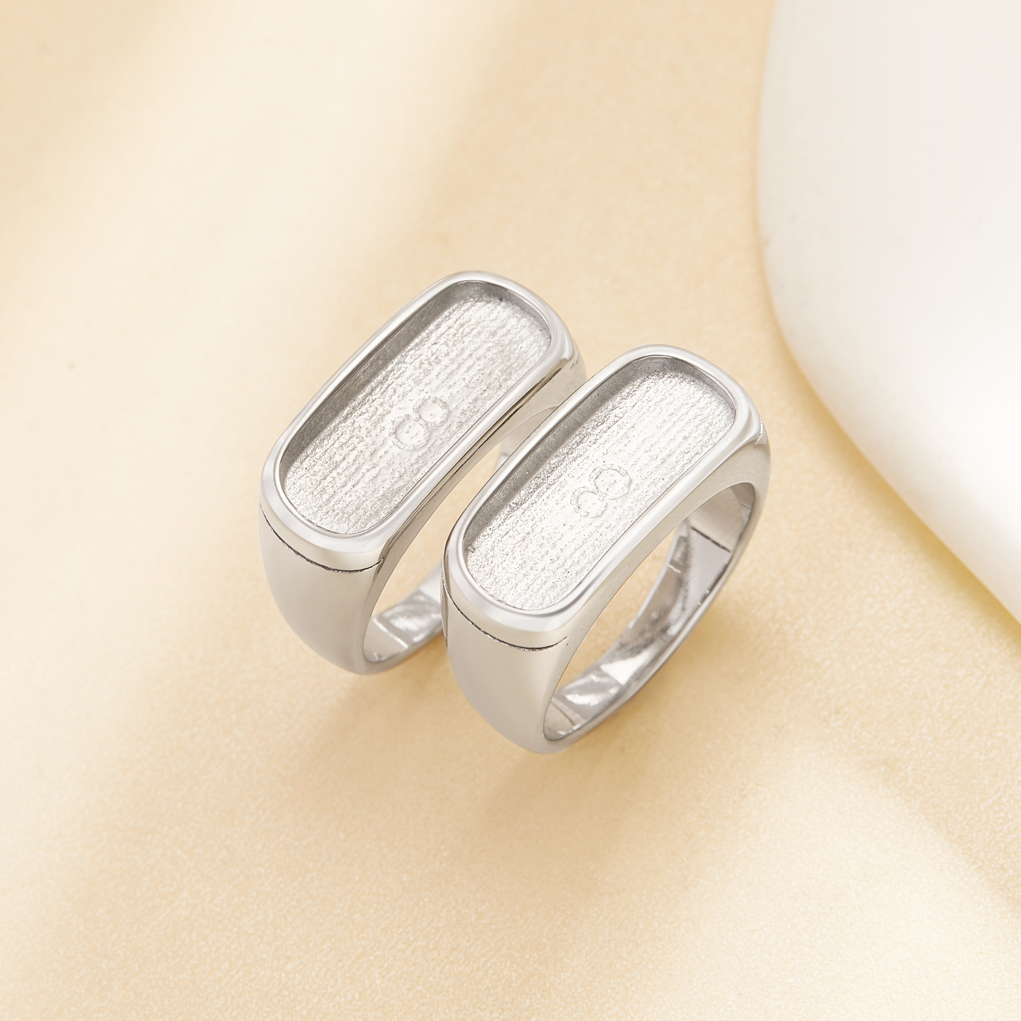 7.5x18MM Keepsake Breast Milk Resin Rectangle Bezel Ring Blank Setting,Stainless Steel Men's Ring,Wide Face Ring,DIY Ring Supplies 1295115