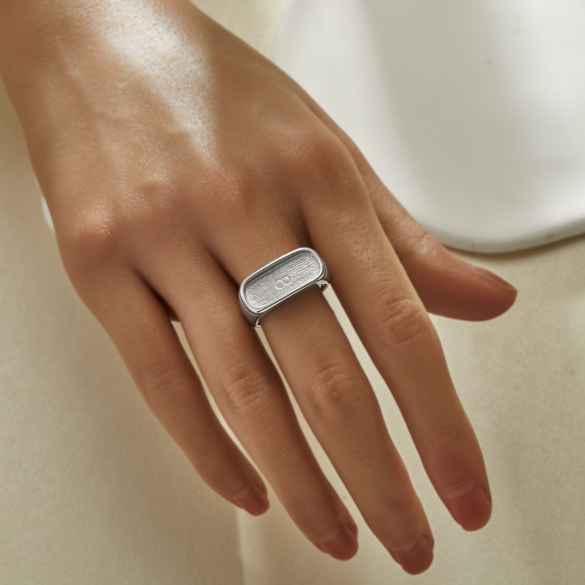 7.5x18MM Keepsake Breast Milk Resin Rectangle Bezel Ring Blank Setting,Stainless Steel Men's Ring,Wide Face Ring,DIY Ring Supplies 1295115