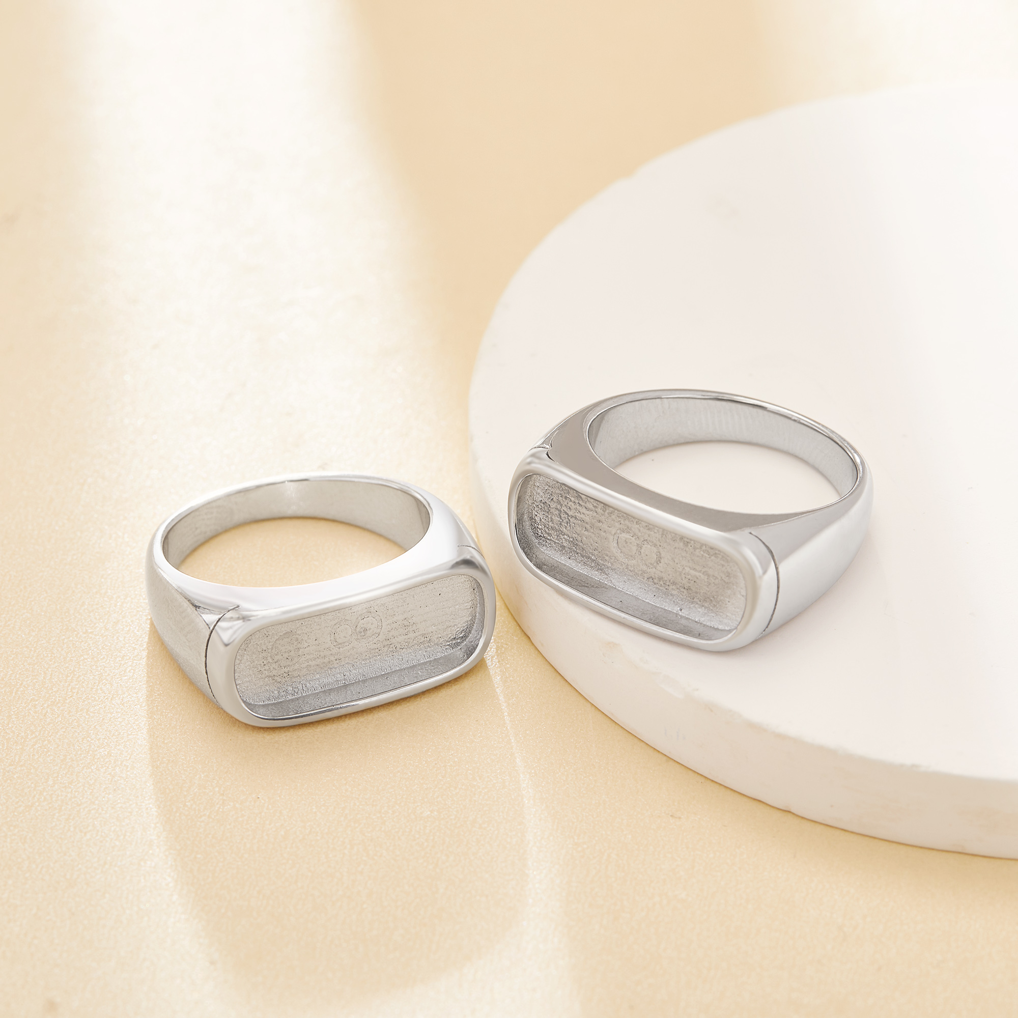 7.5x18MM Keepsake Breast Milk Resin Rectangle Bezel Ring Blank Setting,Stainless Steel Men's Ring,Wide Face Ring,DIY Ring Supplies 1295115