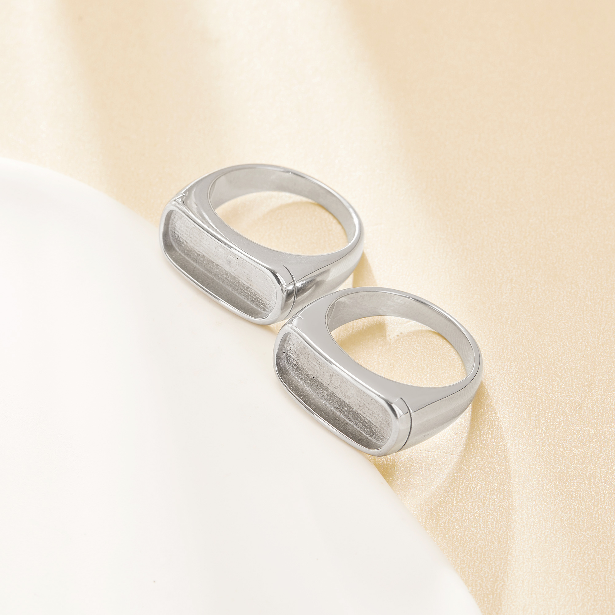 7.5x18MM Keepsake Breast Milk Resin Rectangle Bezel Ring Blank Setting,Stainless Steel Men's Ring,Wide Face Ring,DIY Ring Supplies 1295115