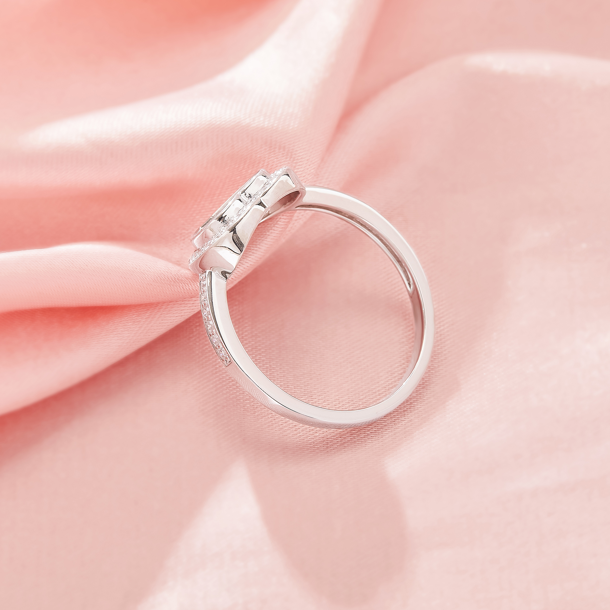 Keepsake Breast Milk Resin Halo Heart Ring Bezel Settings,Birthstone Solid 925 Sterling Silver Rose Gold Plated Ring,Art Deco Heart Ring,DIY Ring Supplies 1295118-1