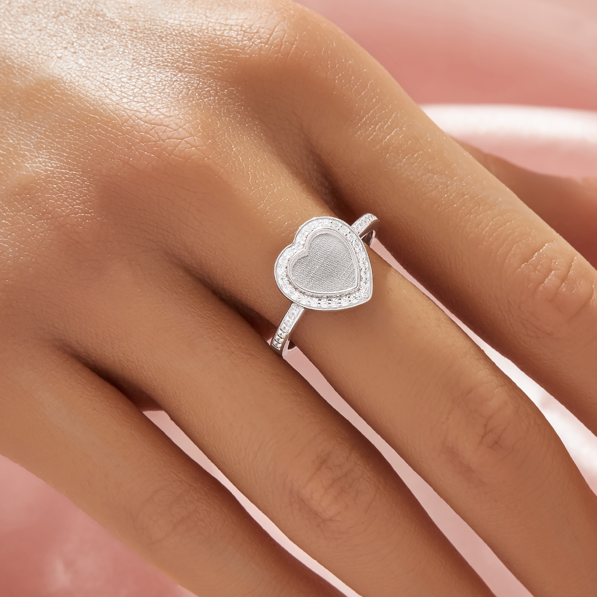 Keepsake Breast Milk Resin Halo Heart Ring Bezel Settings,Solid 14K 18K Gold Heart Ring,Art Deco Heart Ring,DIY Ring Supplies 1295118