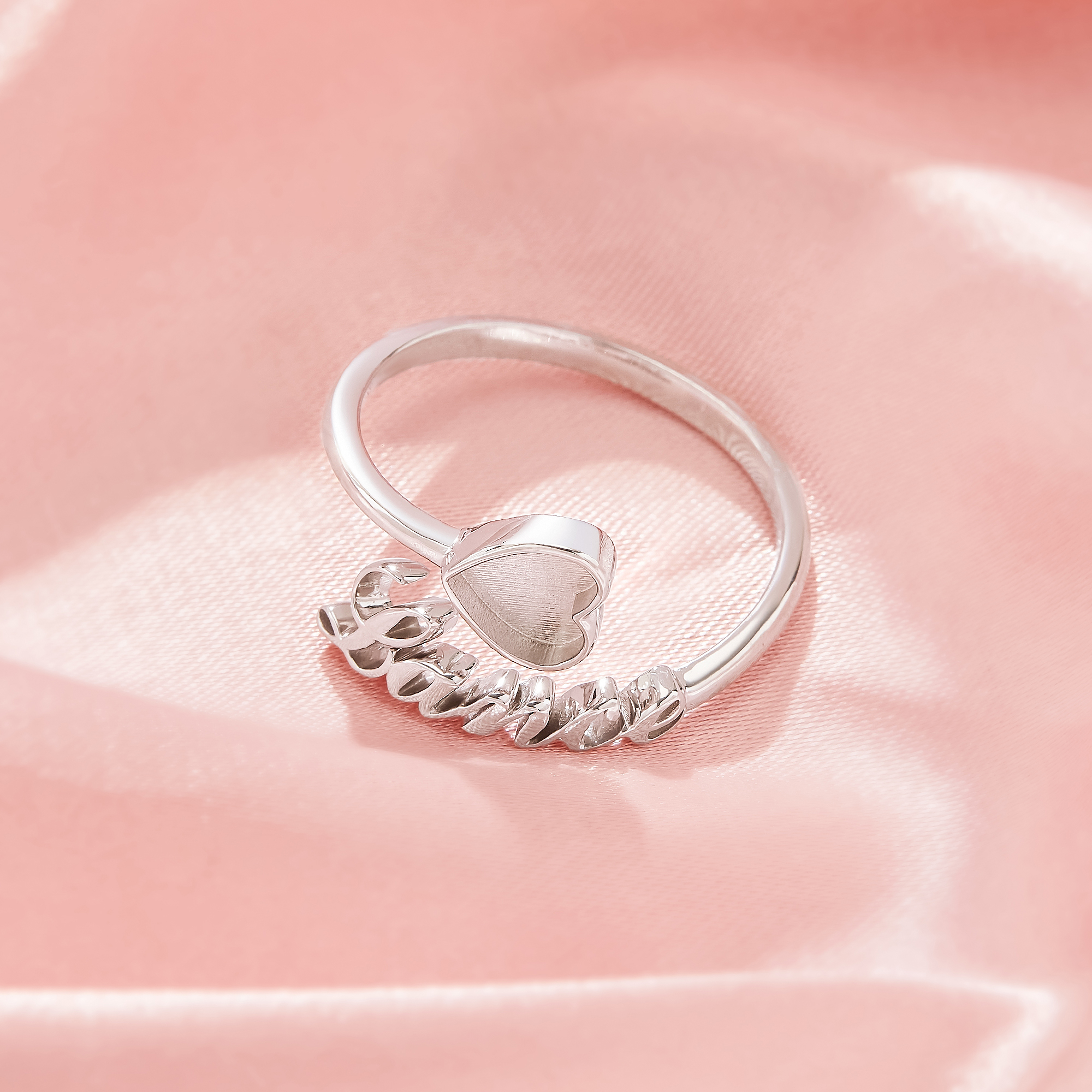 6MM Keepsake Breast Milk Resin Heart Ring Bezel Settings,Customized Name Solid 925 Sterling Silver Rose Gold Plated Ring,Art Deco Adjustable Ring,DIY Ring Supplies 1295119-1