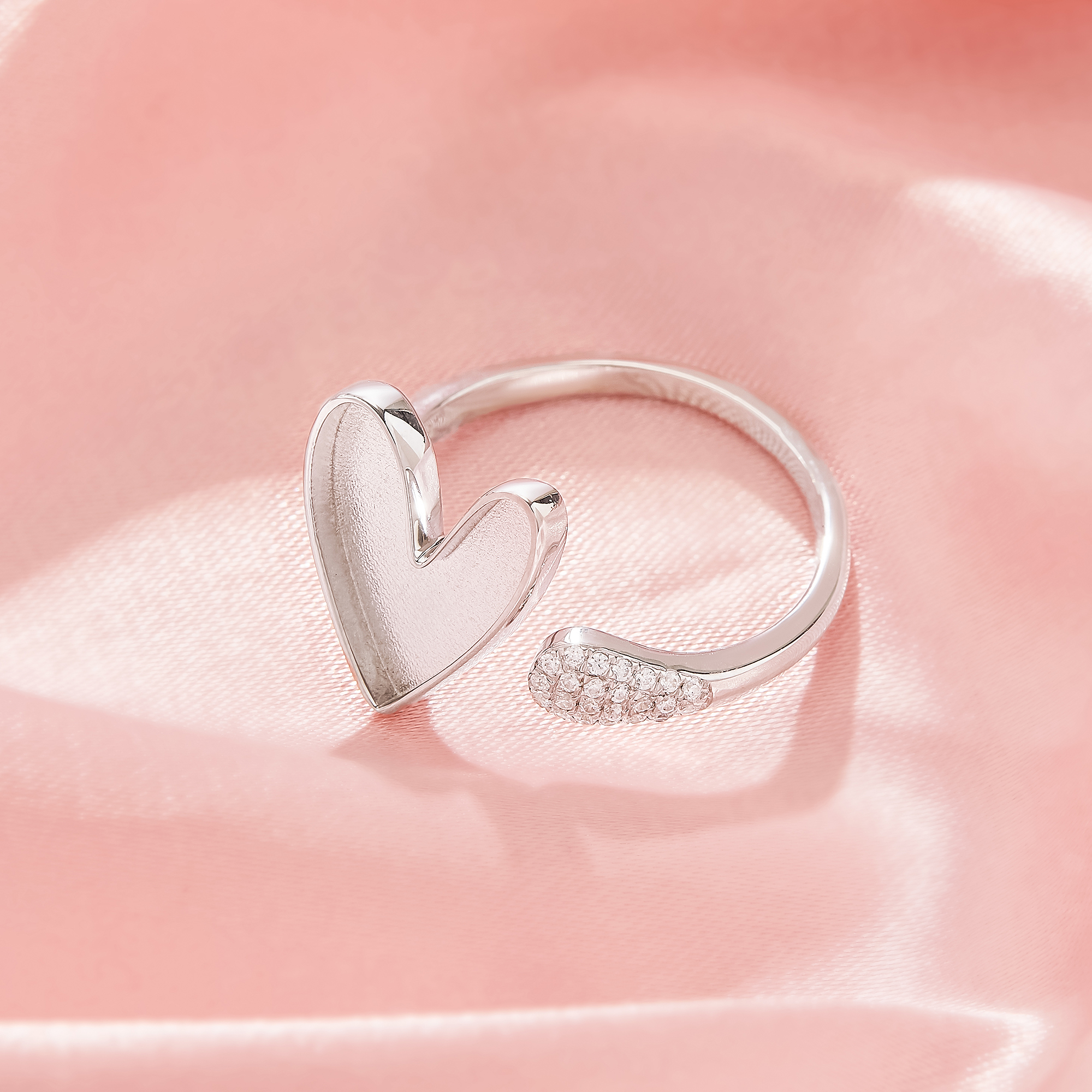 Keepsake Breast Milk Resin Heart Ring Bezel Settings,Solid 14K 18K Gold Ring,Art Deco Adjustable Ring,DIY Ring Supplies 1295120