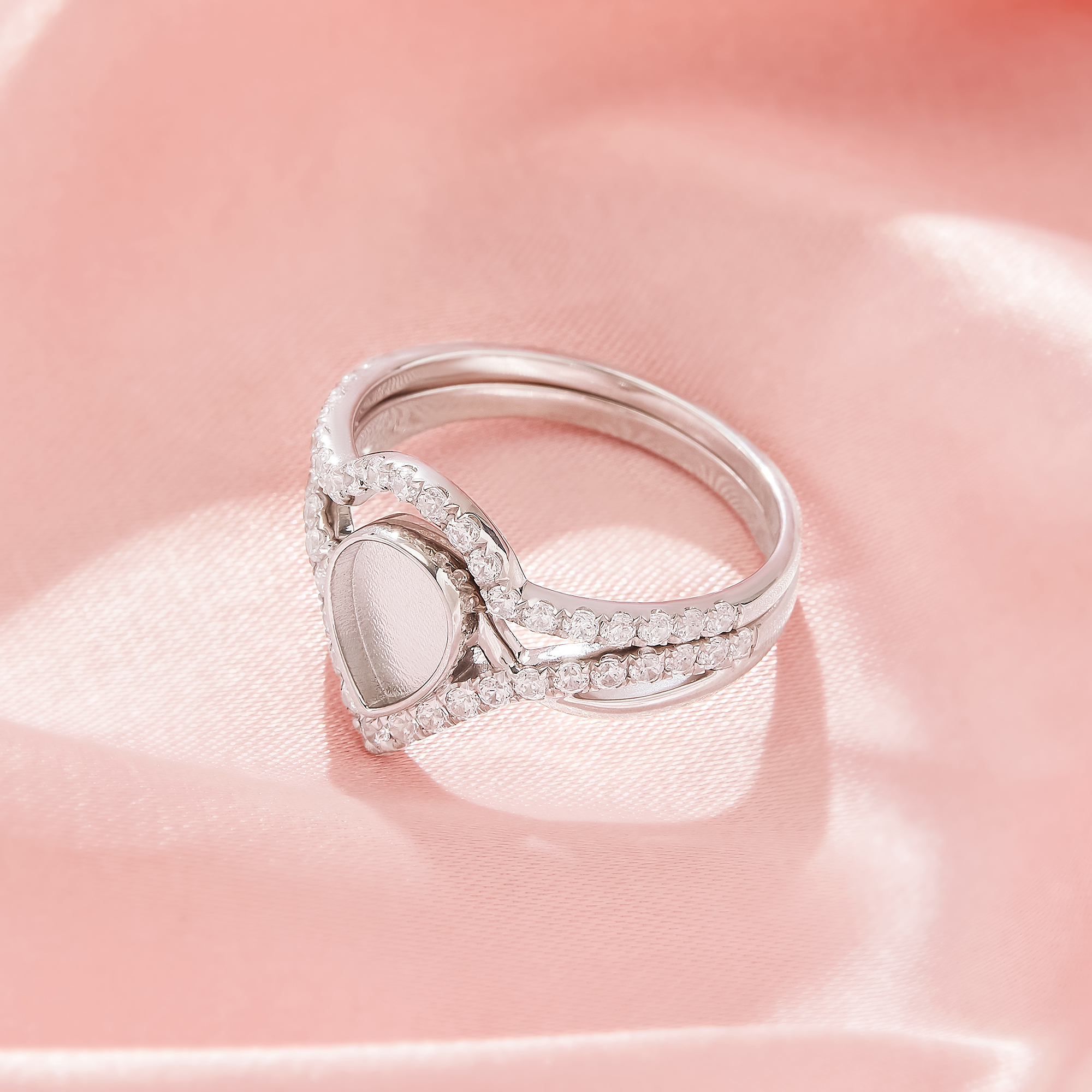 6x8MM Keepsake Breast Milk Resin Pear Bezel Ring Settings,Birthstone Infinity Solid 925 Sterling Silver Rose Gold Plated Ring,Curve Art Deco Stackable Ring,DIY Ring Supplies 1295121-1