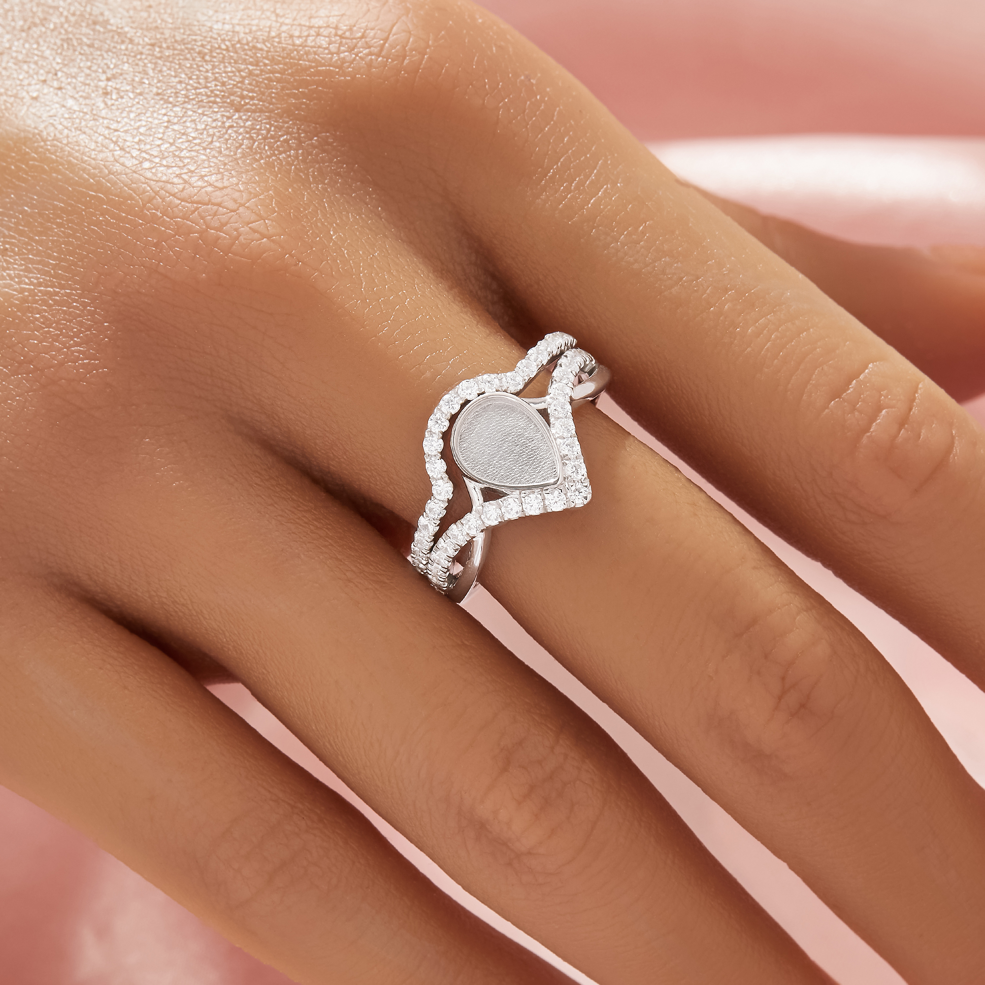 6x8MM Keepsake Breast Milk Resin Pear Bezel Ring Settings,Infinity Solid 14K 18K Gold Ring,Curve Art Deco Stackable Ring,Stacker Ring Band,DIY Ring Supplies 1295121